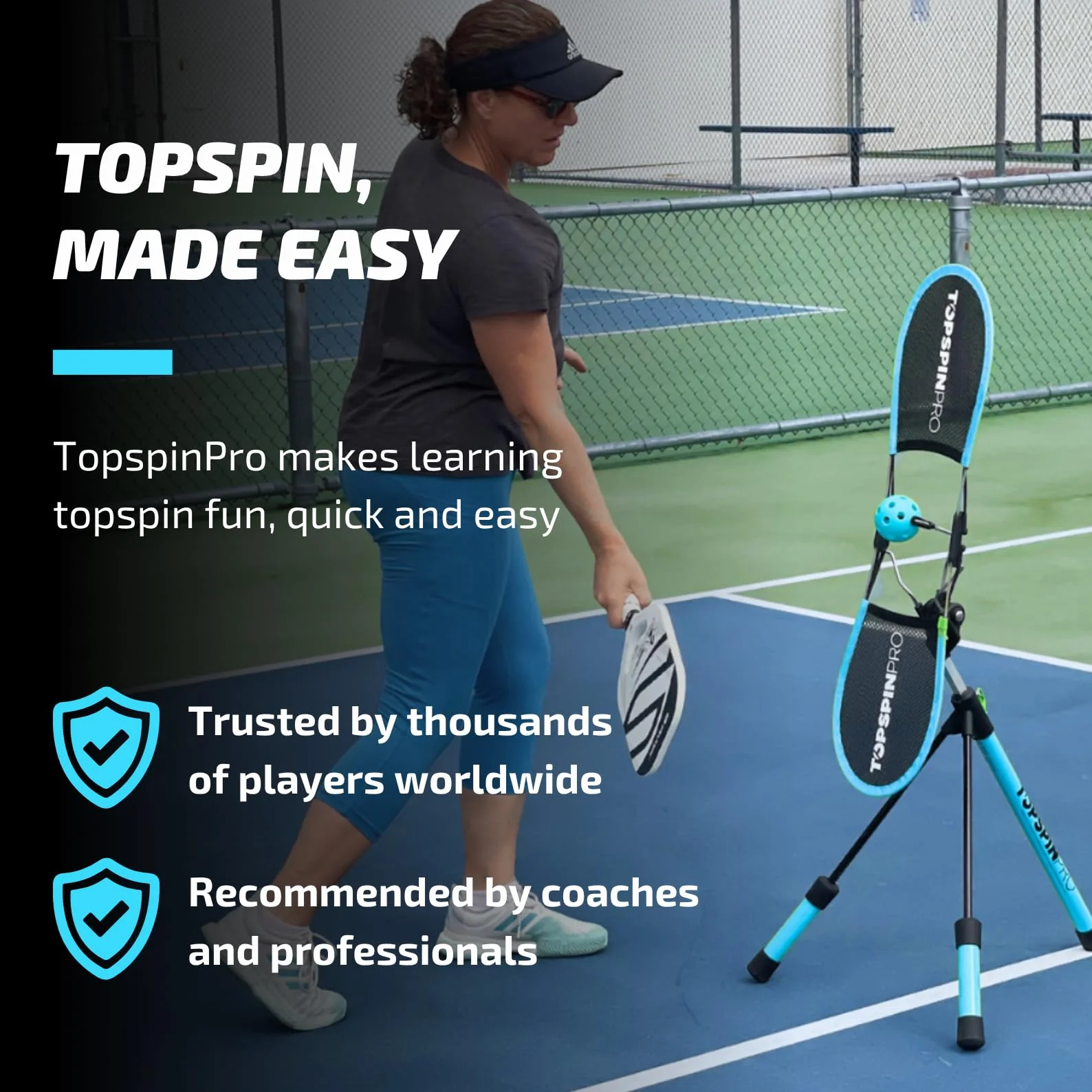 TopspinPro Do Pickleball - Pomoc treningowa Topspin dla błędnej obsługi i potężnych uderzeń