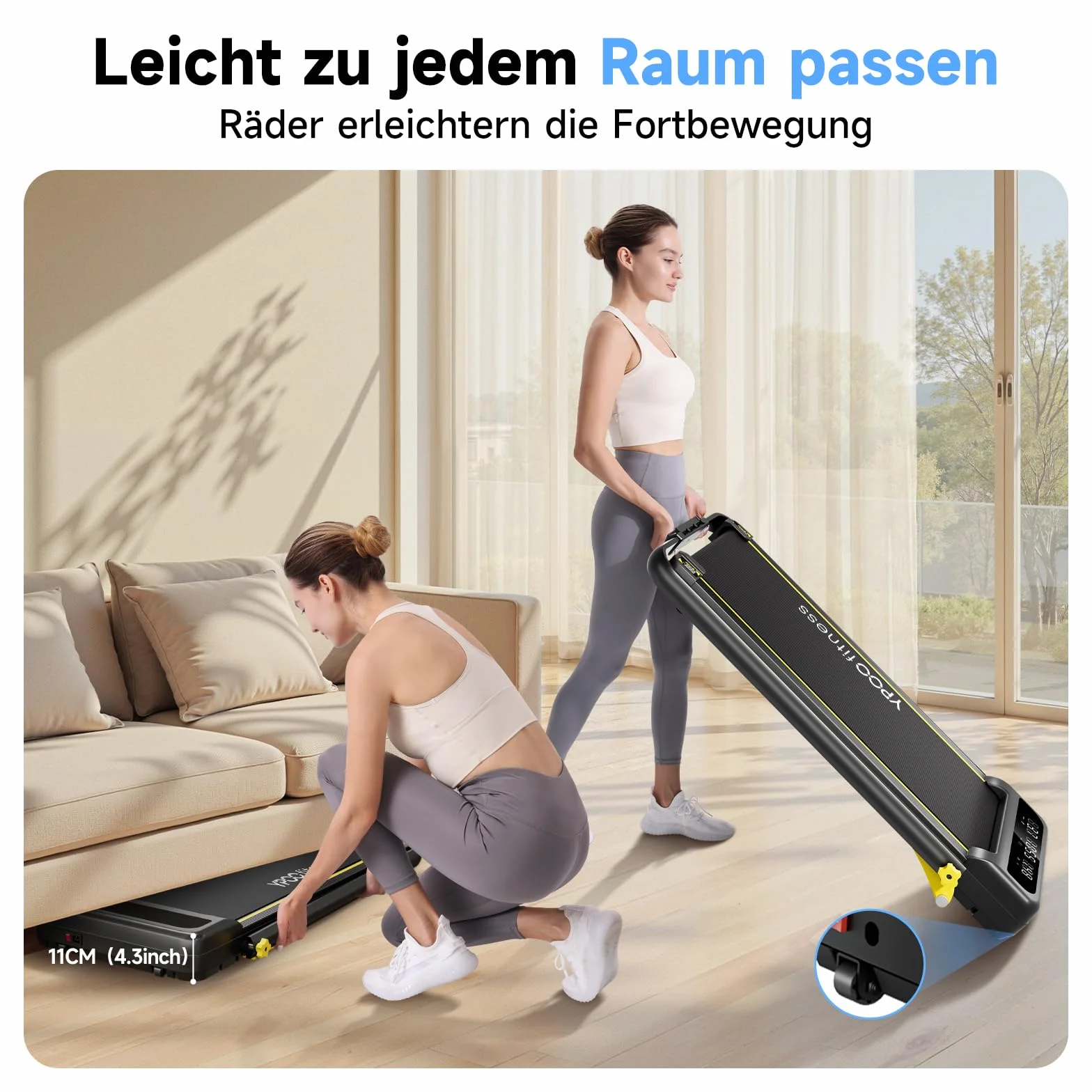 YPOO Bieżnia składana z nachyleniem 140 kg 2,5 HP cicha