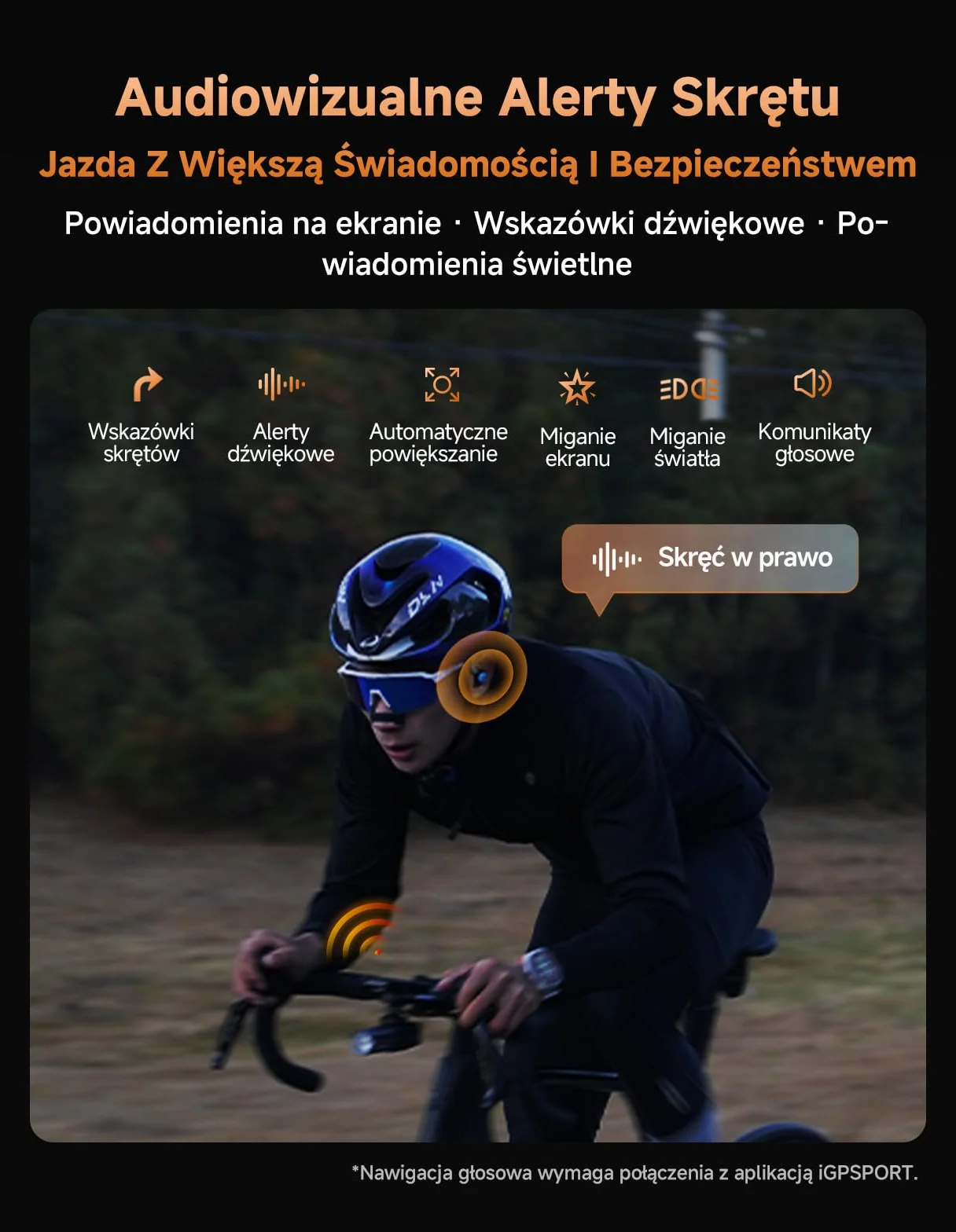 iGPSPORT BiNavi Air Licznik Rowerowy GPS, z Nawigacją i Mapami, Bezpieczne Przewidywanie Zakrętów, 3-Calowy Ekran Dotykowy HD, iClimb 3.0, 30 Godzin Pracy Na Baterii