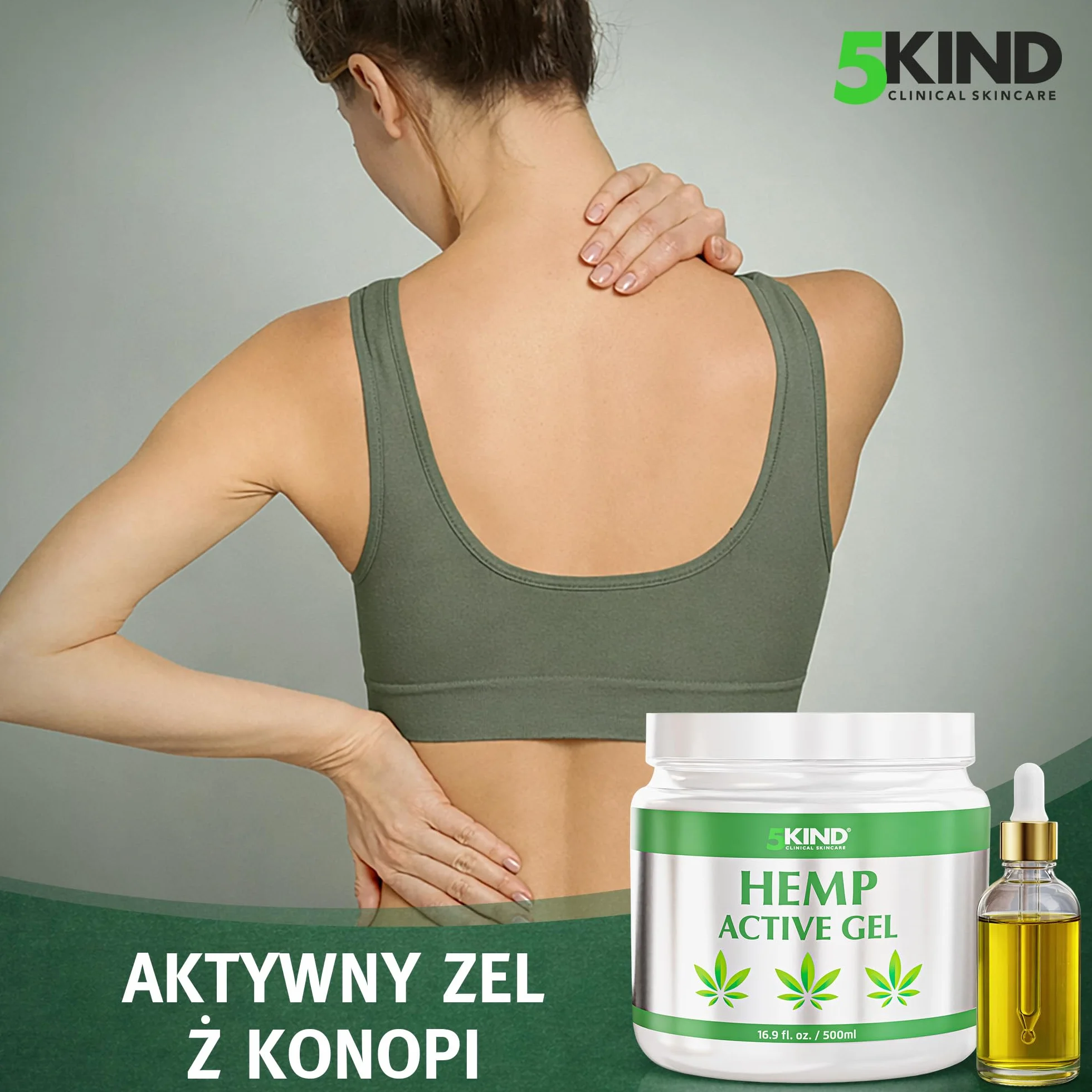 5kind uspokajający aktywny żel konopny do mięśni i stawów – bardzo skuteczna, uspokajająca formuła z olejkiem konopi i naturalnymi ekstraktami, uspokaja stopy, kolana, plecy, ramiona 500 ml