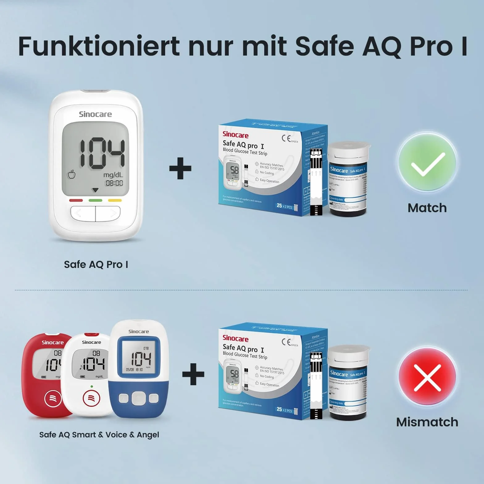 sinocare Pasek testowy cukru we krwi, zestaw pasek testowy cukru we krwi z paskiem testowym 100 Lancets 100 do samodzielnego testu cukru we krwi, technologia enzymów reakcyjnych FAD-GDH