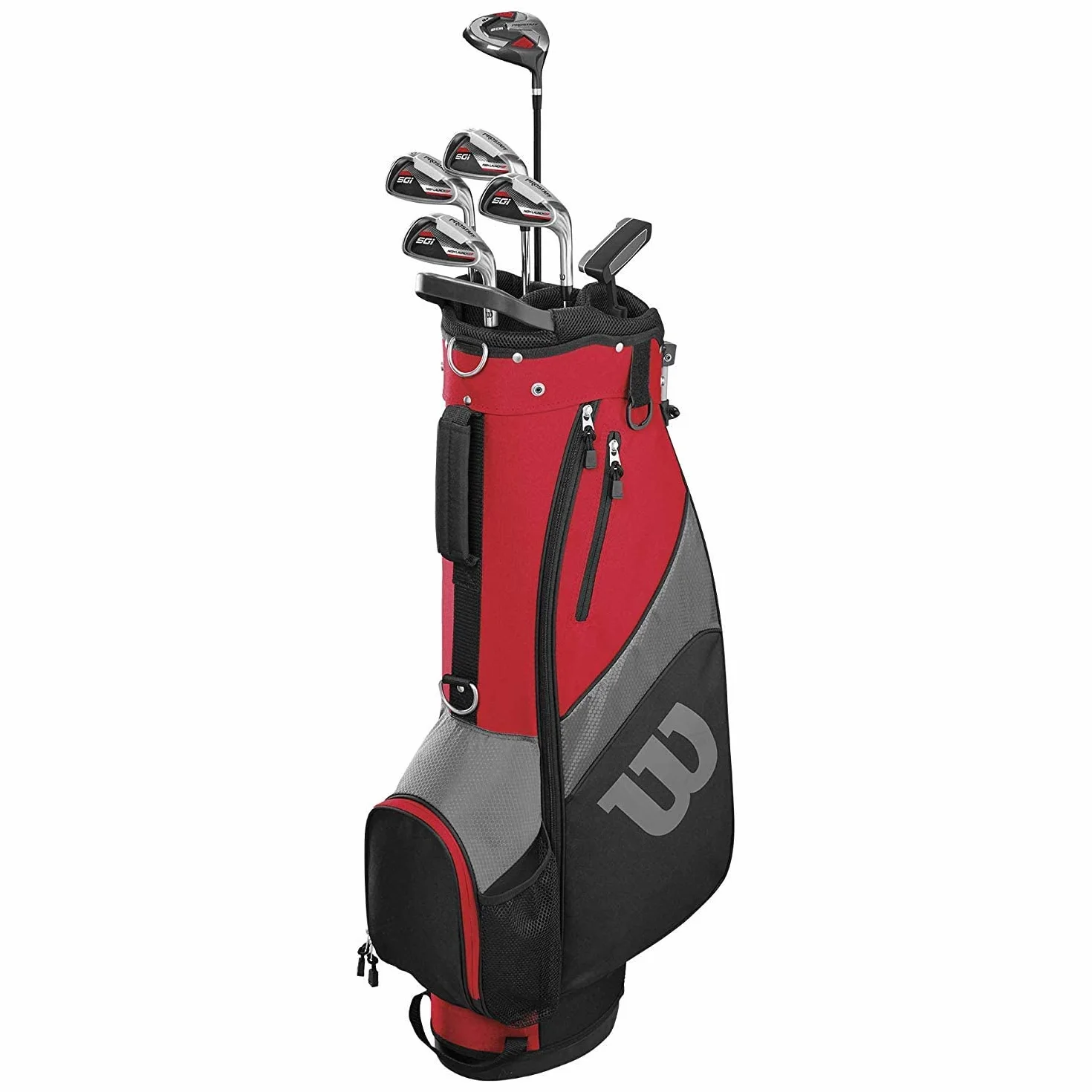 Wilson Golf Pro Staff SGI, zestaw kijów golfowych dla mężczyzn, praworęczny, odpowiedni dla początkujących i zaawansowanych, grafitowy, czerwony, WGG150001