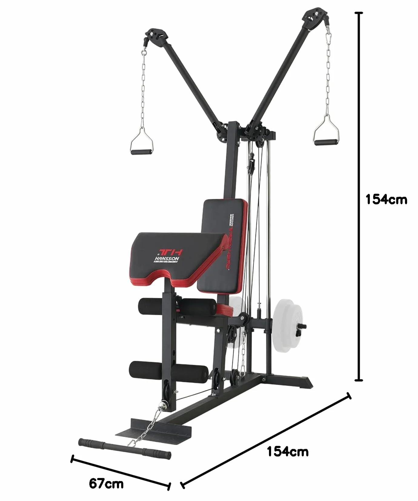 Train Hard Kompaktowa stacja kulturystyczna z regulowanymi ramionami i obciążeniem 45 kg