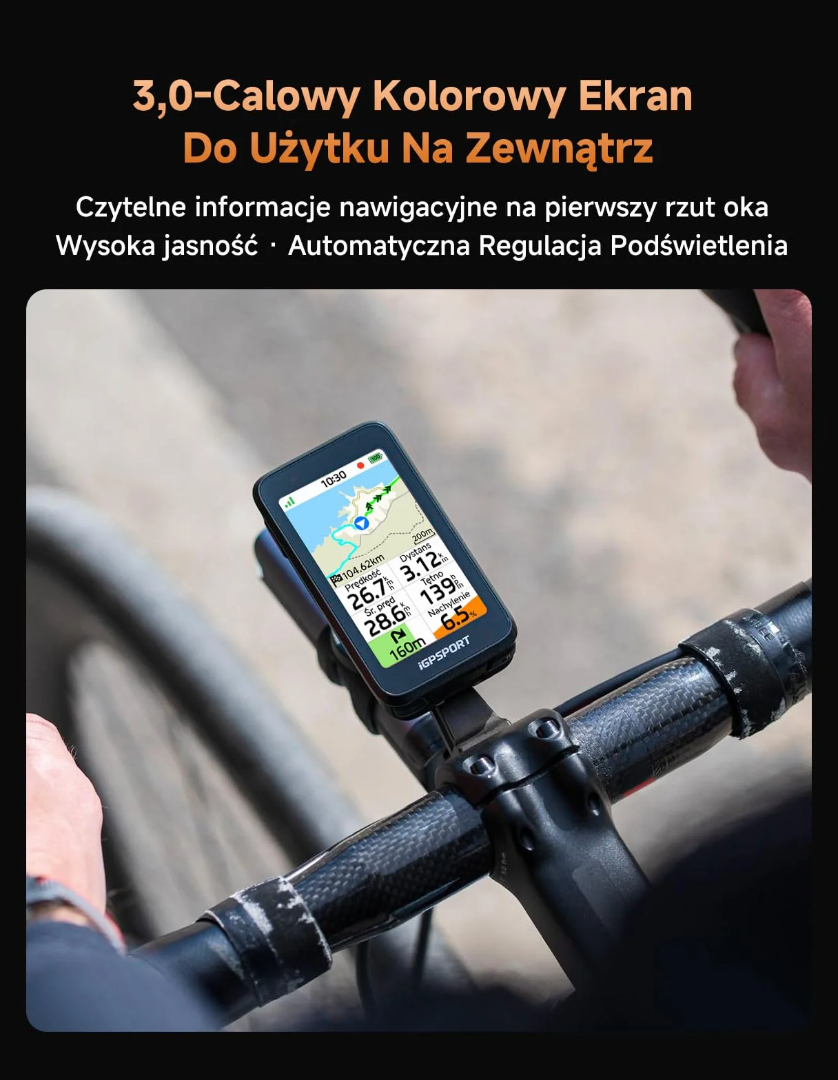 iGPSPORT BiNavi Air Licznik Rowerowy GPS, z Nawigacją i Mapami, Bezpieczne Przewidywanie Zakrętów, 3-Calowy Ekran Dotykowy HD, iClimb 3.0, 30 Godzin Pracy Na Baterii