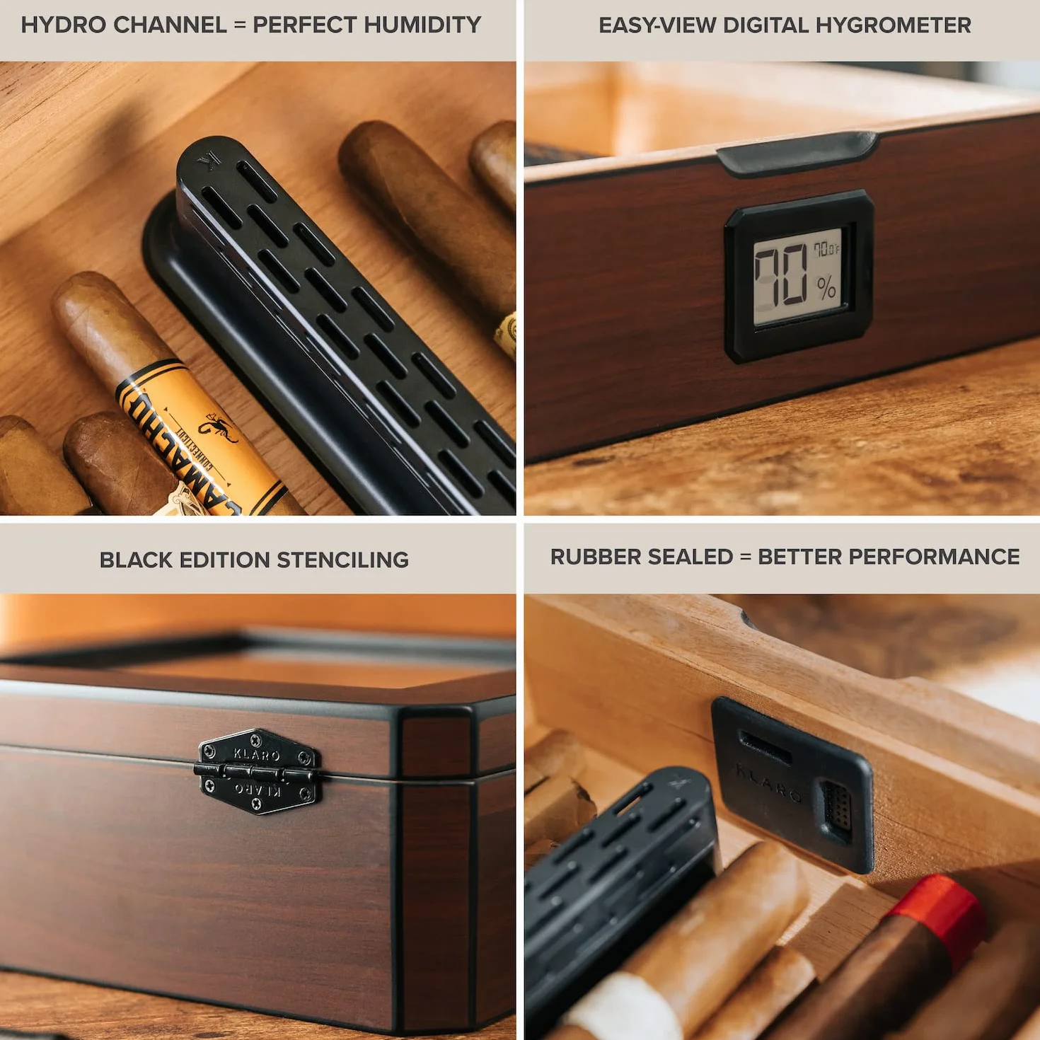 CASE ELEGANCE MAG humidor biurkowy, wykończenie orzecha włoskiego, mieści 20-30 cygar, szklany blat z zamknięciem magnetycznym, ośmiokątny kształt, cyfrowy higrometr, hiszpański brąz cedrowy