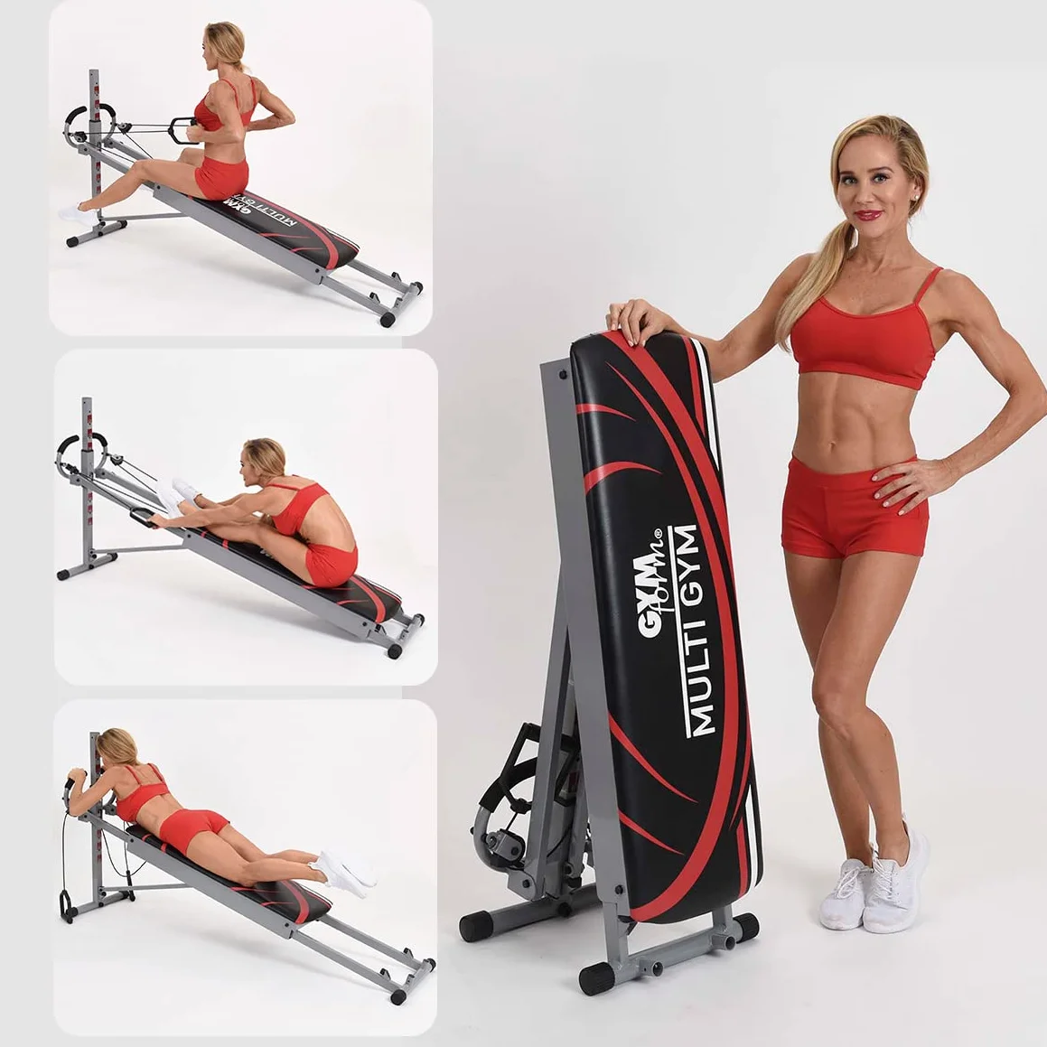 GYMFORM MultiGym - kompletne, składane urządzenie fitness, aby wzmocnić całe ciało, ponad 100 ćwiczeń, do domu, Total Gym