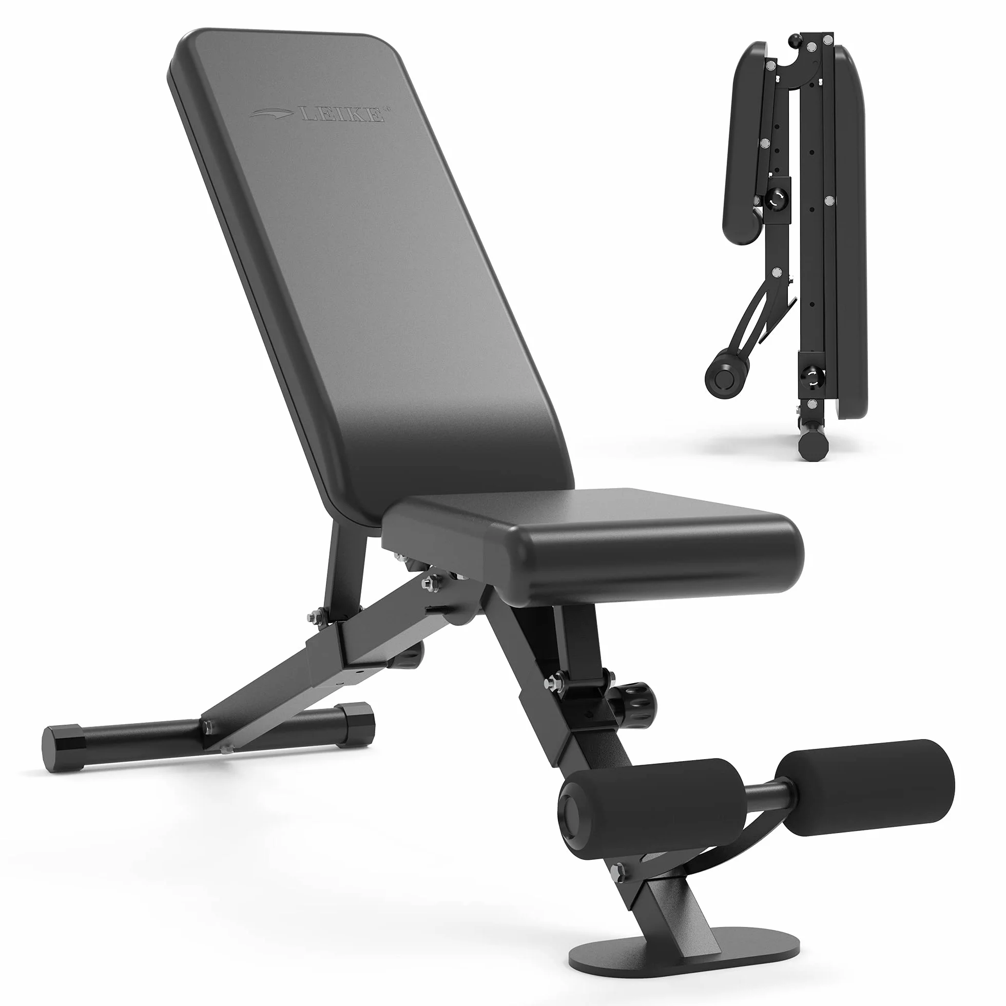 Leikefitness Regulowana ławka treningowa składana z automatyczną blokadą