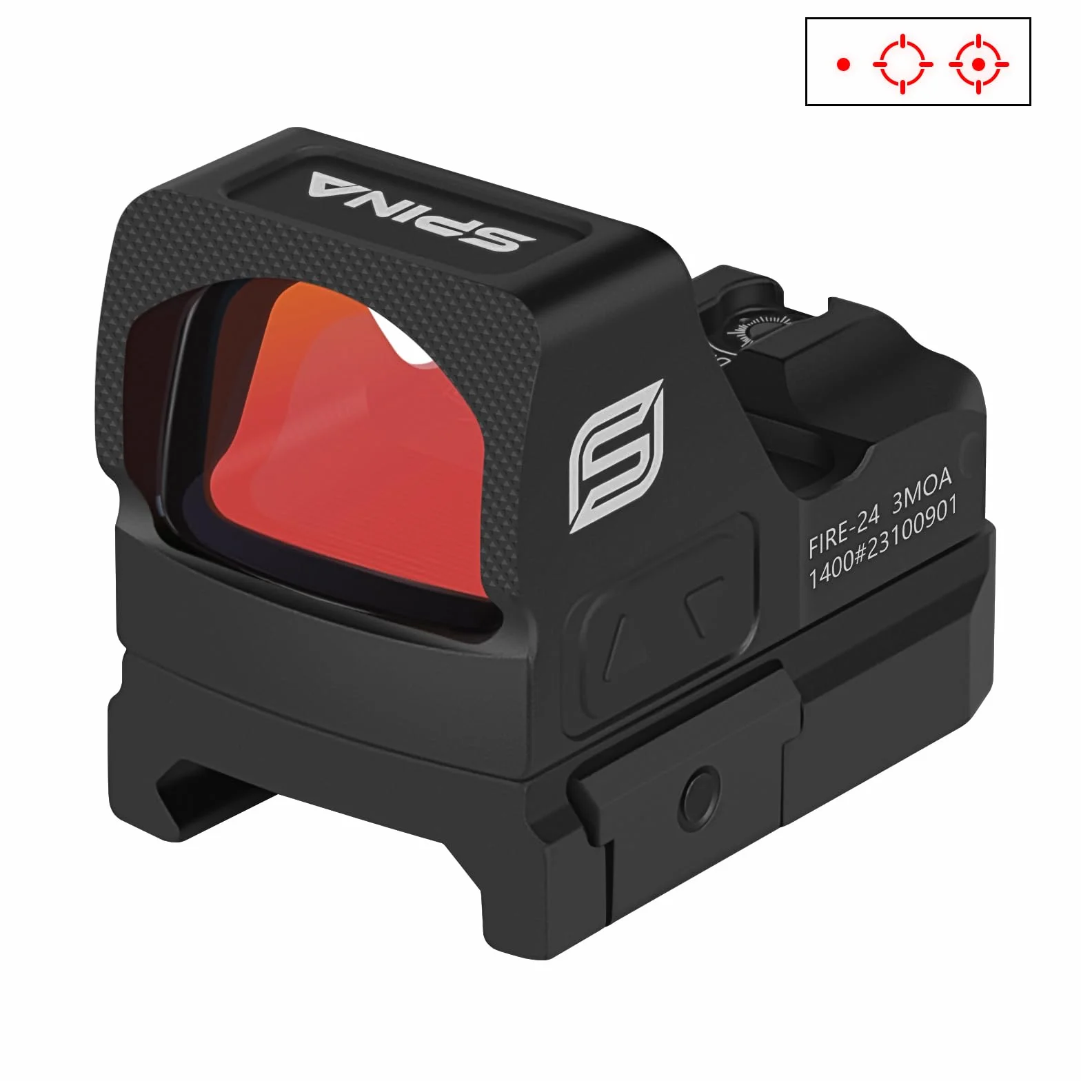 SPINA OPTICS FIRE-24 Celownik red dot Shake Awake Celownik kolimatorowy 3 MOA Refleksyjny celownik z RMR Footprint Red dot do pistoletu z mocowaniem Picatinny