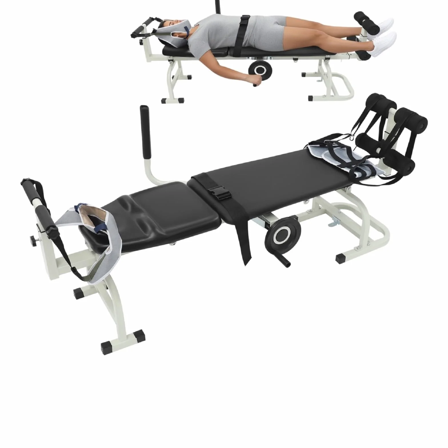 Regulowany stół trakcyjny 150 kg, długość 150-190 cm, łóżko trakcyjne z paskiem
