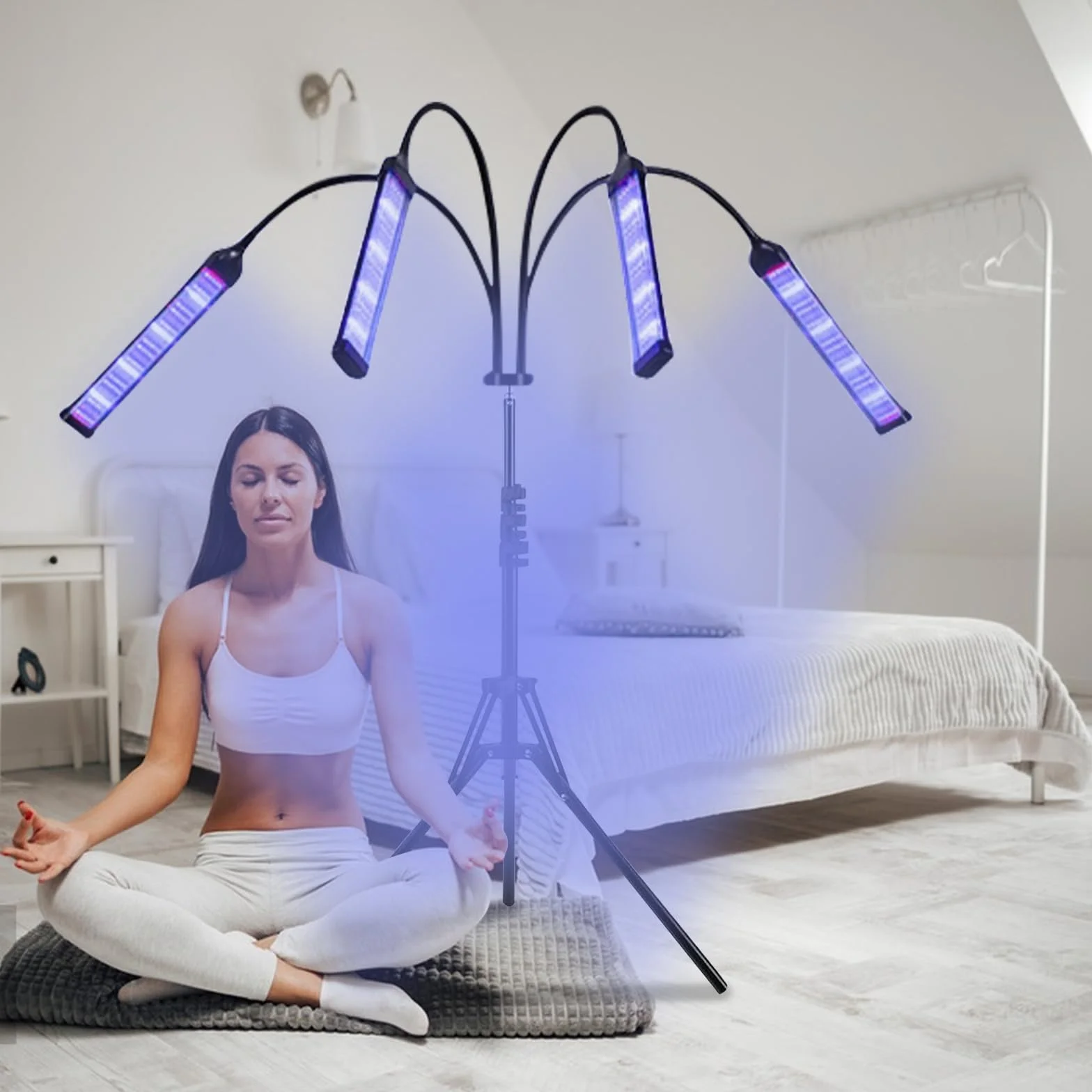 Solarium do domu, lampa do opalania z 420 diodami LED, 40 W, opalarka do twarzy, solarium 460 nm, twarz z 4 regulowanymi łabędzimi szyjami, solariami i urządzeniami do opalania twarzy i ciała
