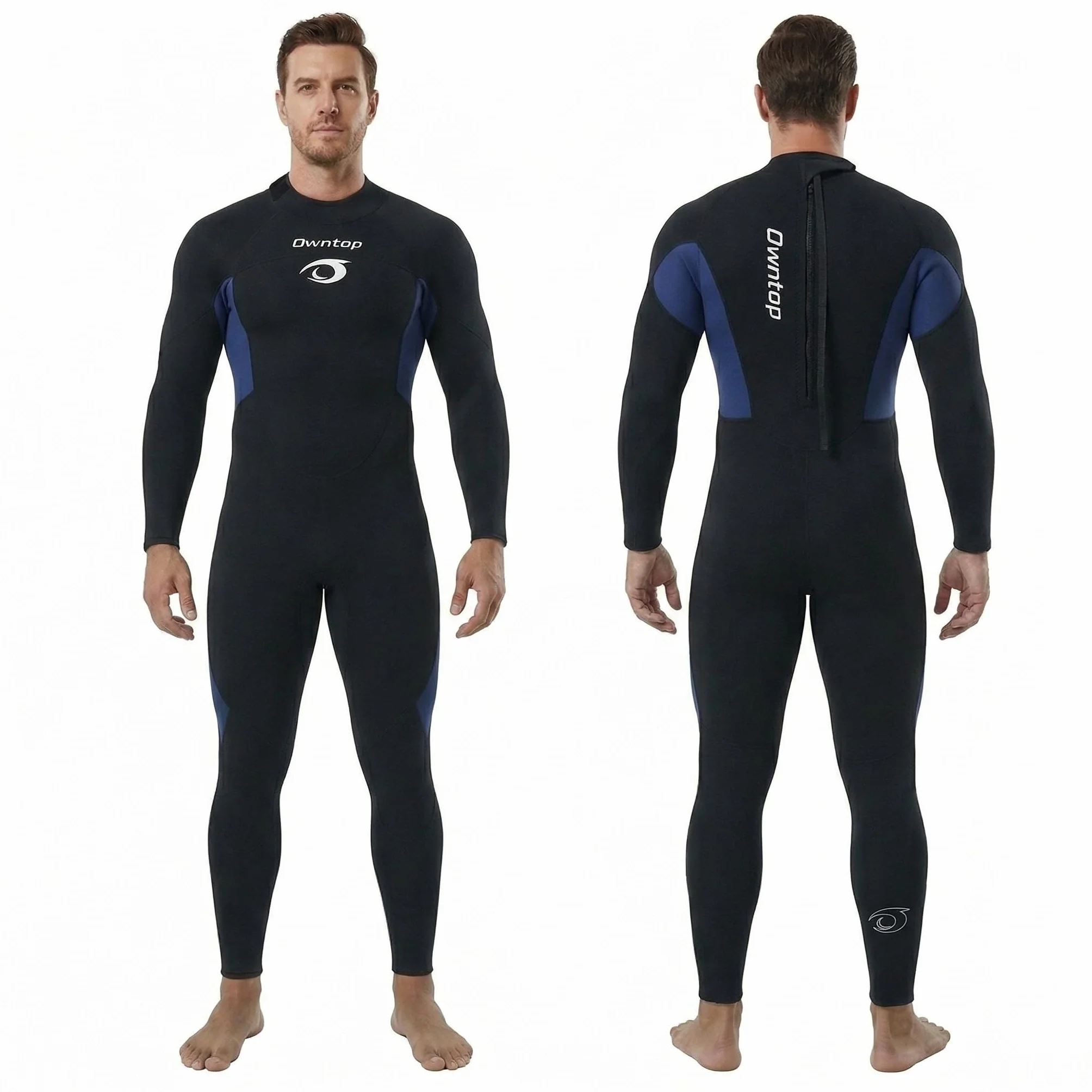 Owntop Męski Pełna Długość Piankowego Kombinezonu 3/2mm, Ultra Elastyczny Zimowy Kombinezon Z Długim Rękawem, Kombinezon do Surfingu i Nurkowania z Neoprenu dla Dorosłych