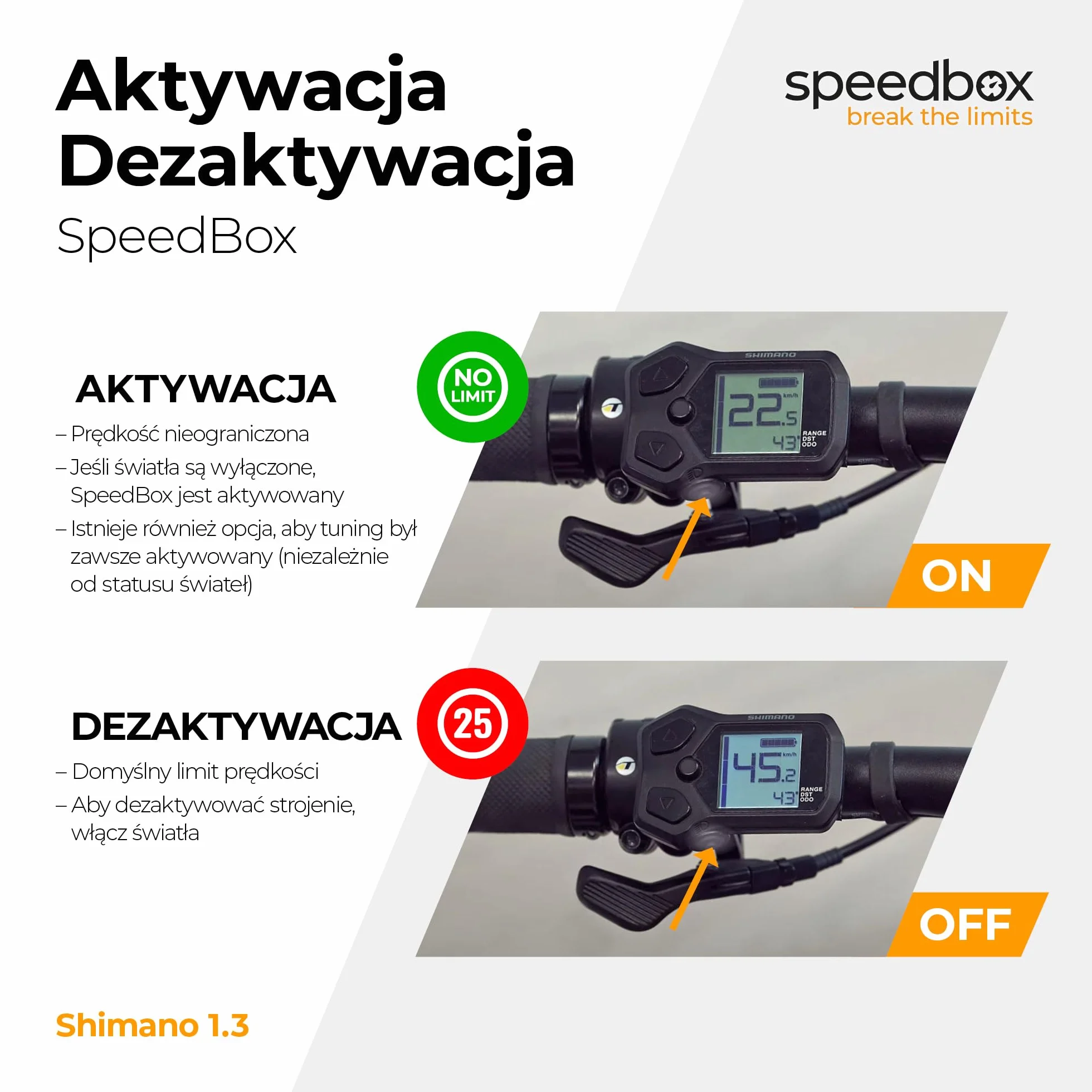 SpeedBox 1.3 B.Tuning (z Bluetooth) kompatybilny z Shimano EP8 / Chip tuningowy dla E-Bike z silnikami Shimano + E-Tube Port Di2 + System satelitarny/Aplikacja SpeedBox