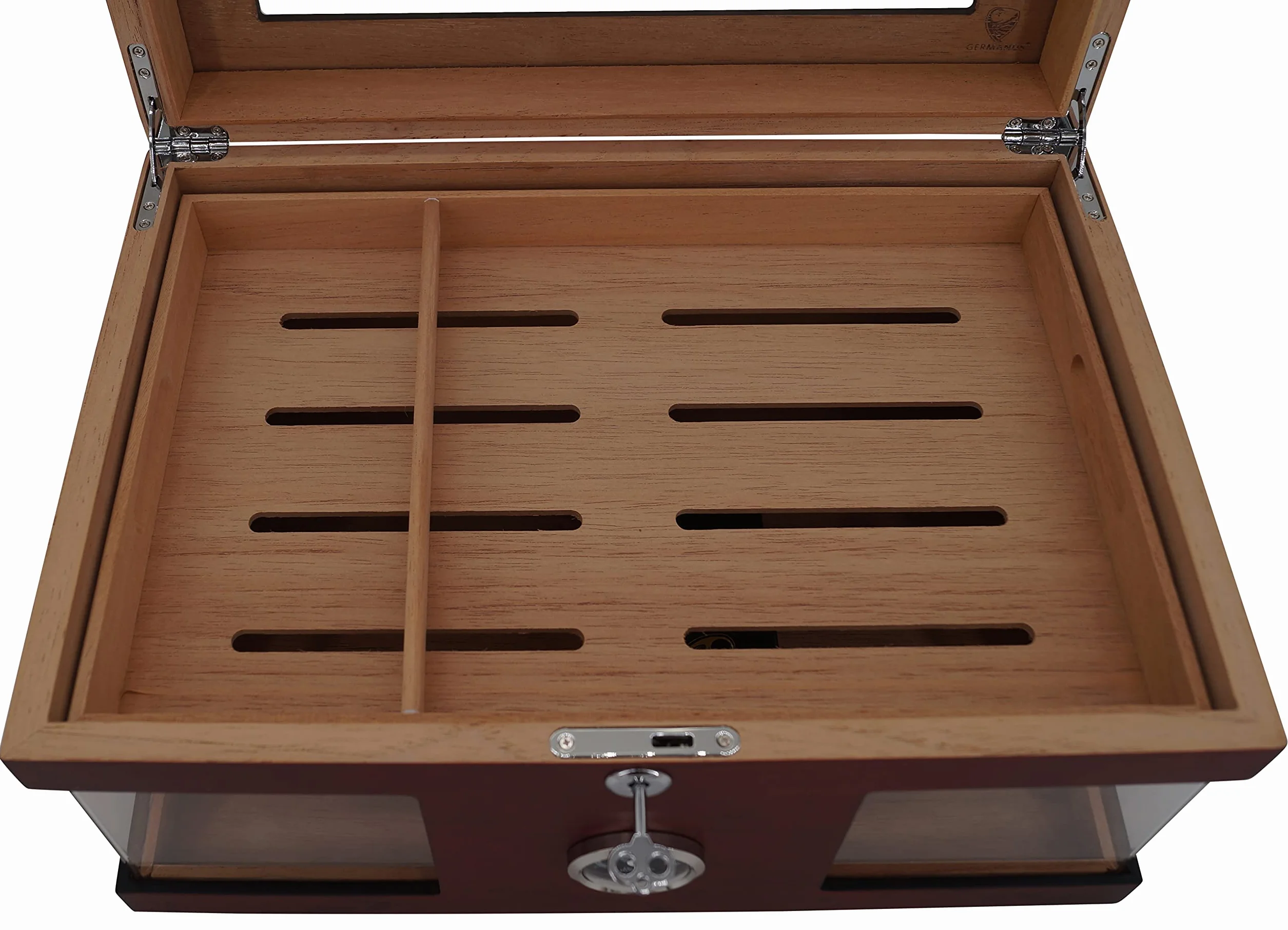 GERMANUS Humidor skrzynia z okienkiem, brązowa