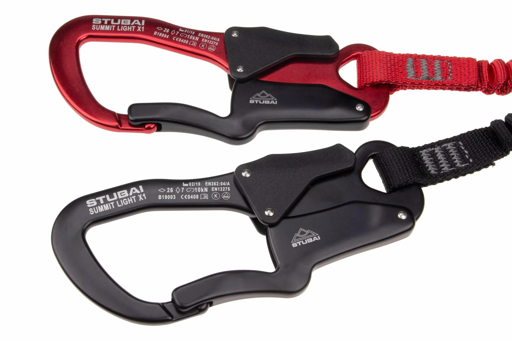 SUMMIT LIGHT Xi1 Klettersteig-Set, Sonderedition ohne Metallrastpunkt, inkl. 2x Summit Light Karabiner (1x Rot & 1x Schwarz)