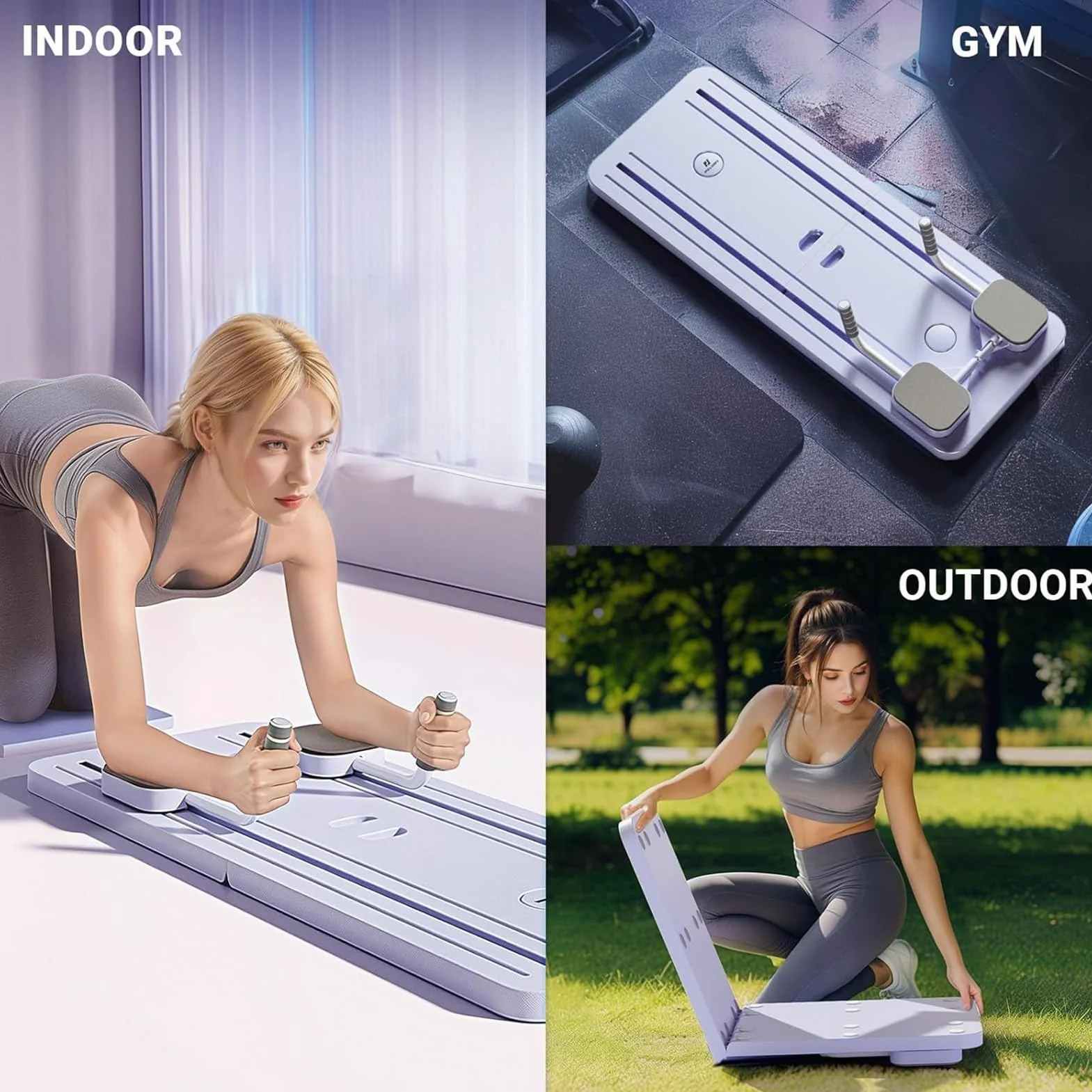 Pilates Reformer Machine Board Set Ab Roller Koło do ćwiczeń Automatyczne odbijanie składana deska do pilatesu Sprzęt do ćwiczeń brzucha z liną oporową i timerem(Różowy bez Uchwytu)