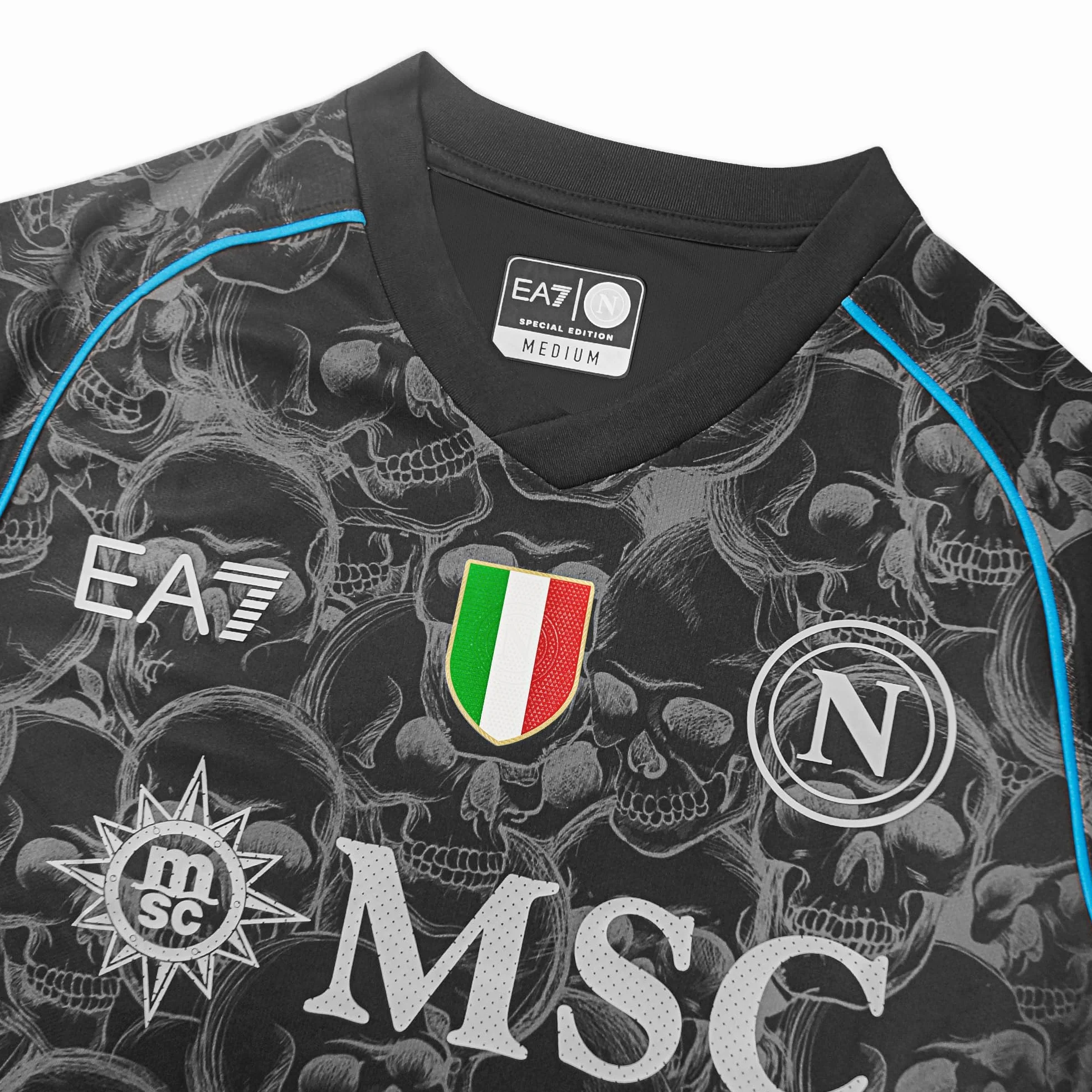 SSC NAPOLI Koszulka Gara, EA7, Scudetto, tkanina techniczna Dry Touch, 2023/2024