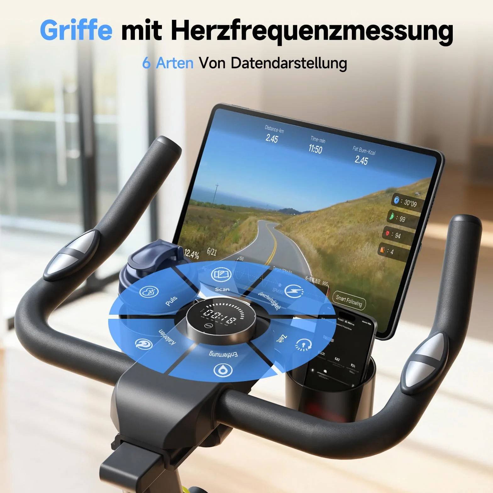 YPOO Rower Treningowy do Domu, Cichy Rower Spinningowy z Wyświetlaczem LED i Aplikacją, Magnetyczny Rower Stacjonarny do Cardio, Regulowany, Udźwig 160 kg