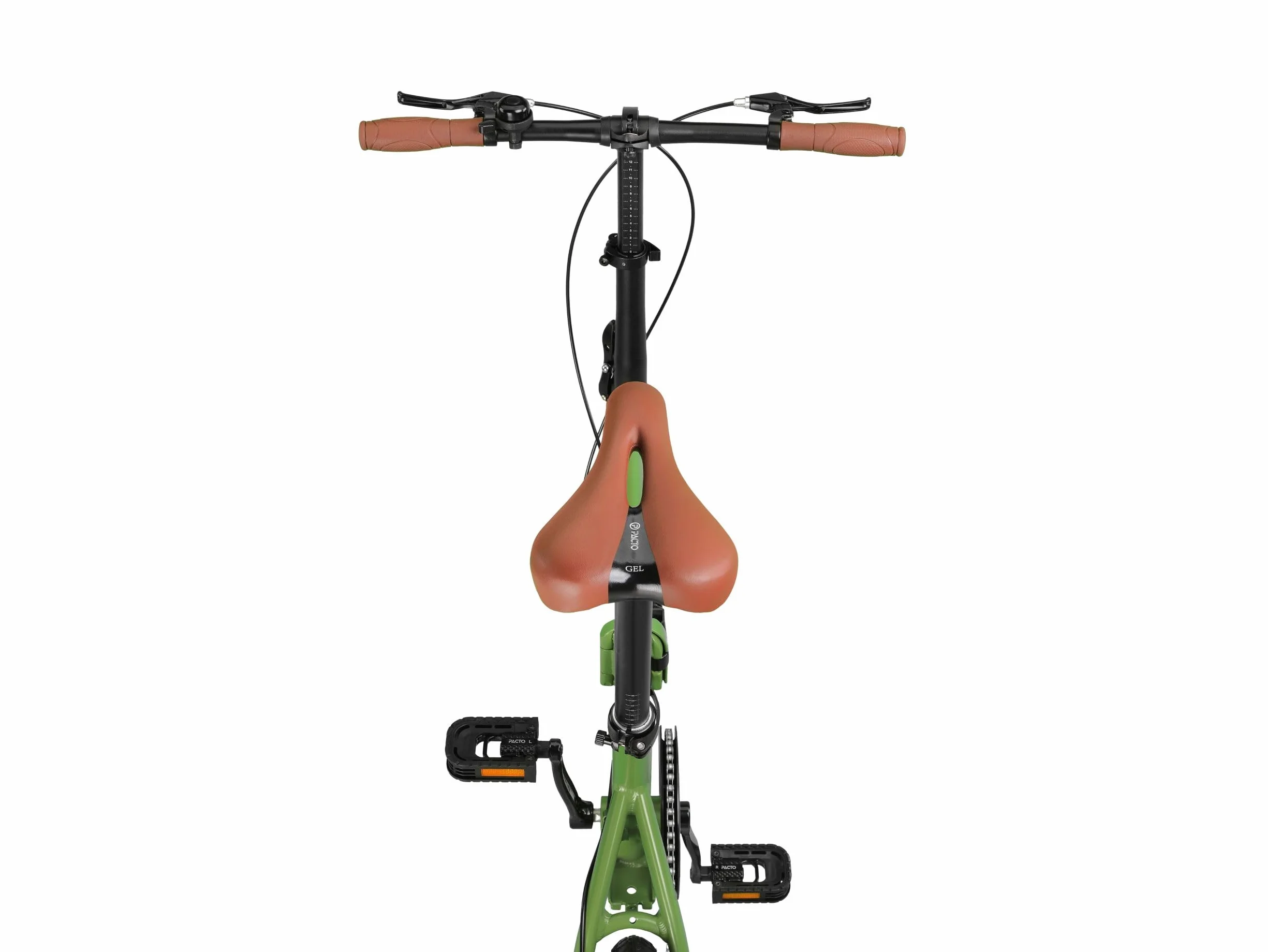 PACTO Rower składany, 14 cali, jakość premium, aluminiowa rama, lekki i przenośny, podwójne hamulce tarczowe, pojedyncza prędkość, 12 kg, rower składany, rower holenderski, zielony