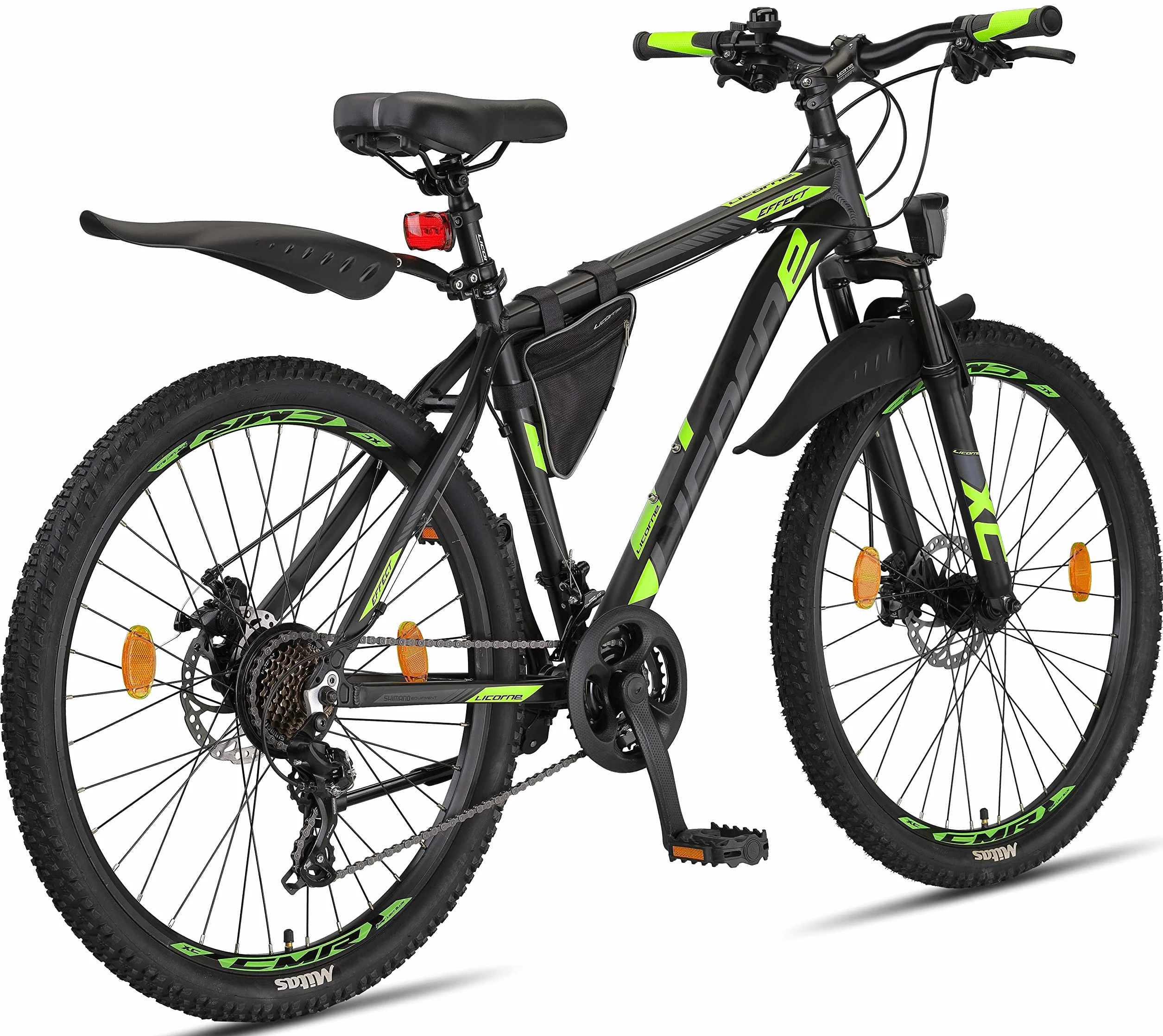 Rower górski Licorne Bike Effect aluminiowy 21-biegowy hamulec tarczowy czarny limonka