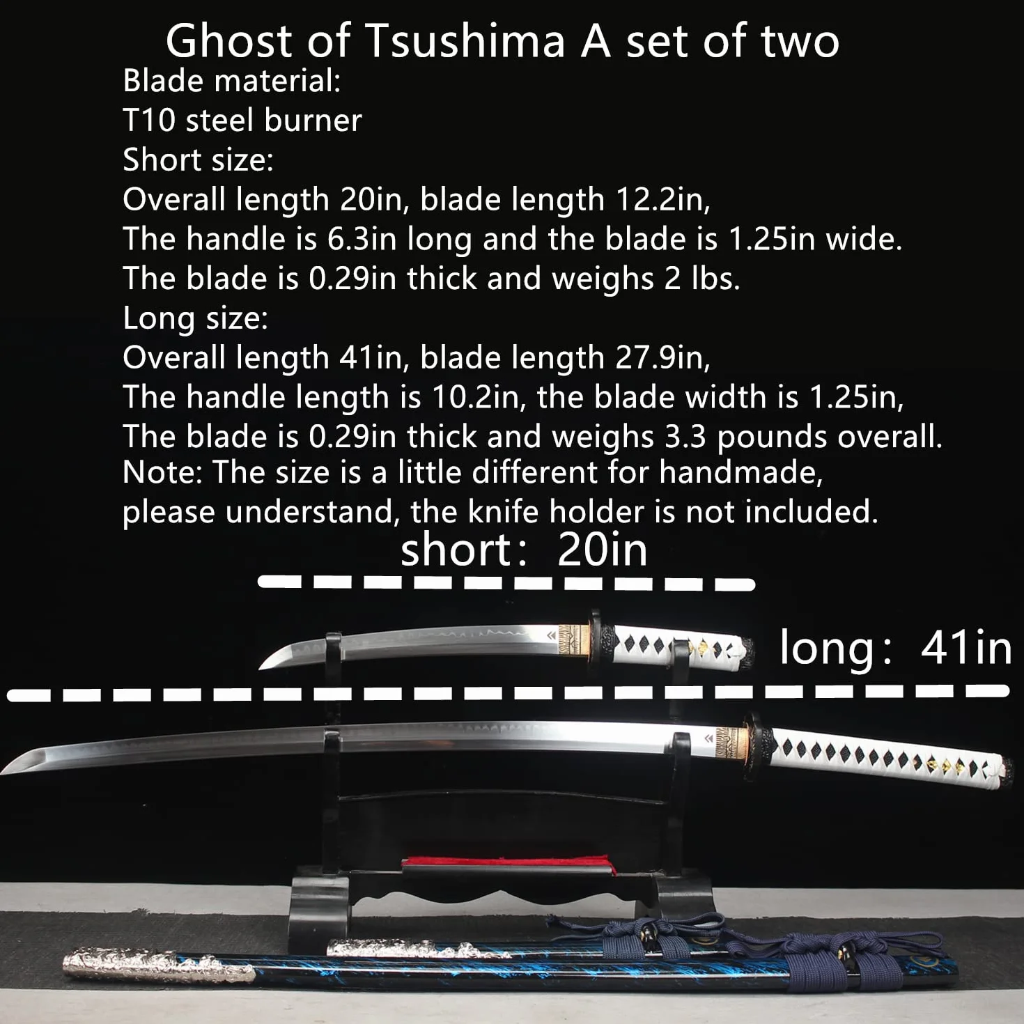 Ghost of Tsushima Cosplay Replika miecza, zestaw prawdziwych mieczy samurajskich, ręcznie kute ostrze T1O