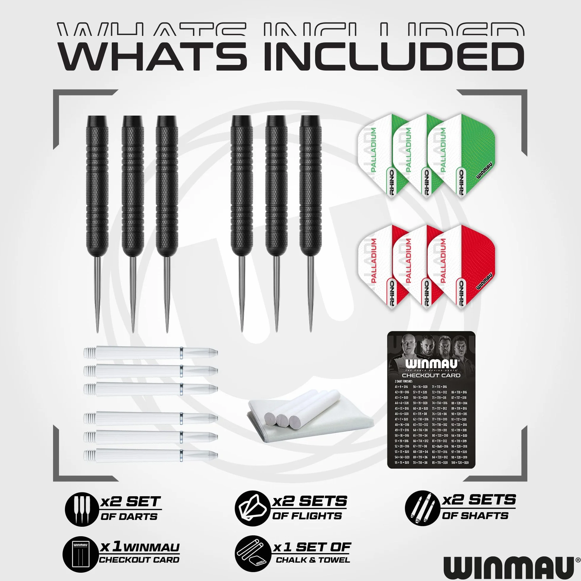 WINMAU Profesjonalny zestaw rzutek zawiera tarczę do darta Diamond Plus Bristle - czarna szafka - 2 zestawy rzutek - oficjalna linia Oche