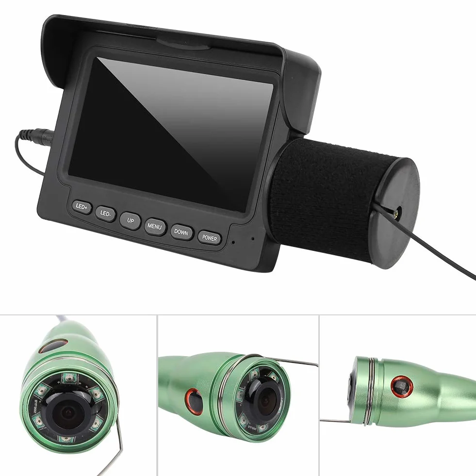 FastUU Podwodna Kamera Wędkarska, Przenośny Wykrywacz Ryb LED, Wodoodporna na Podczerwień 15 m, Czujnik Ryb, Monitor LCD 4,3 Cala do Lodowego Jeziora