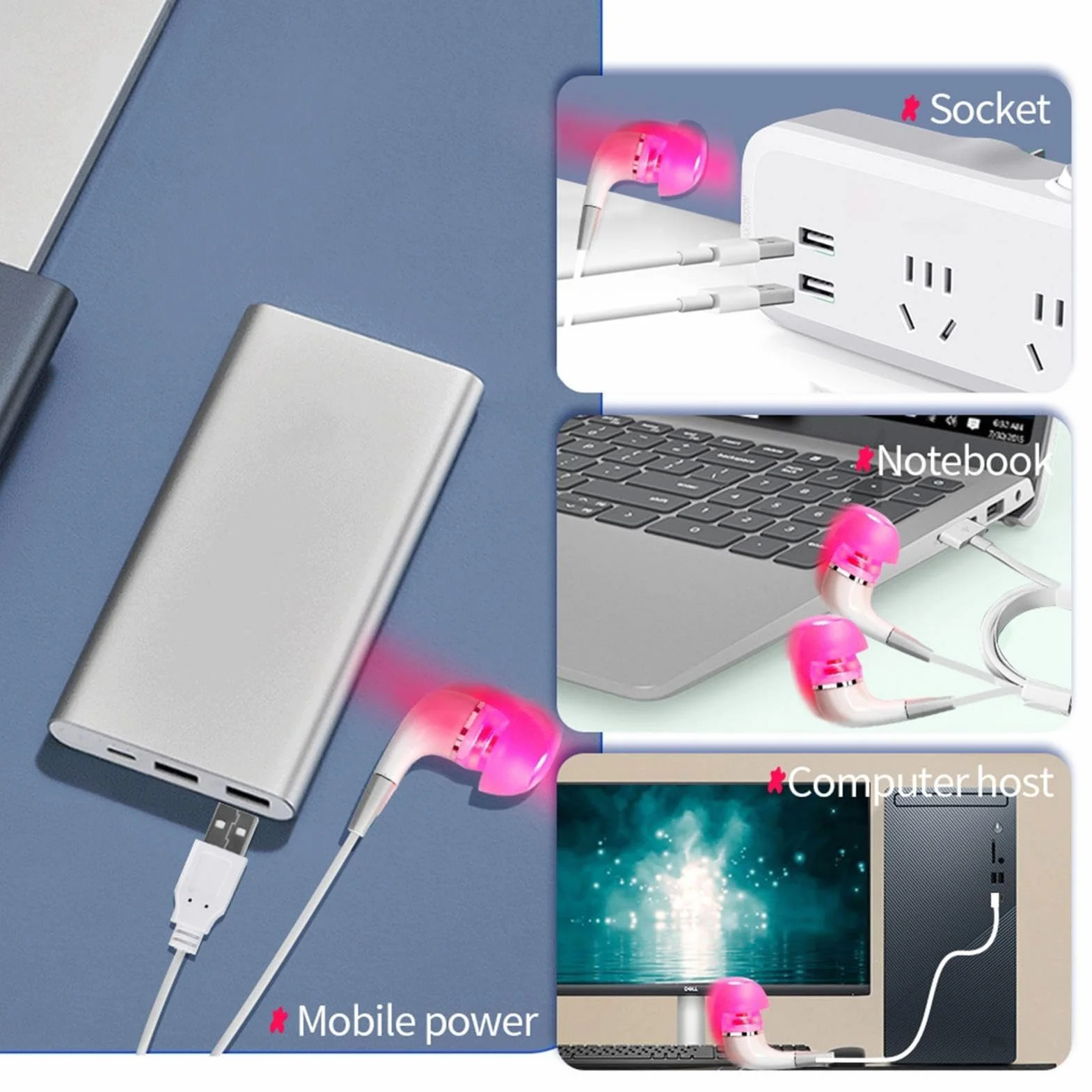 Wtyczki do uszu czerwone światło, przenośne urządzenie uspokajające do uszu 650NM, ładowanie USB, antypoślizgowa konstrukcja, stres i ulga Tinnitus (), do spania, nauki, relaksu
