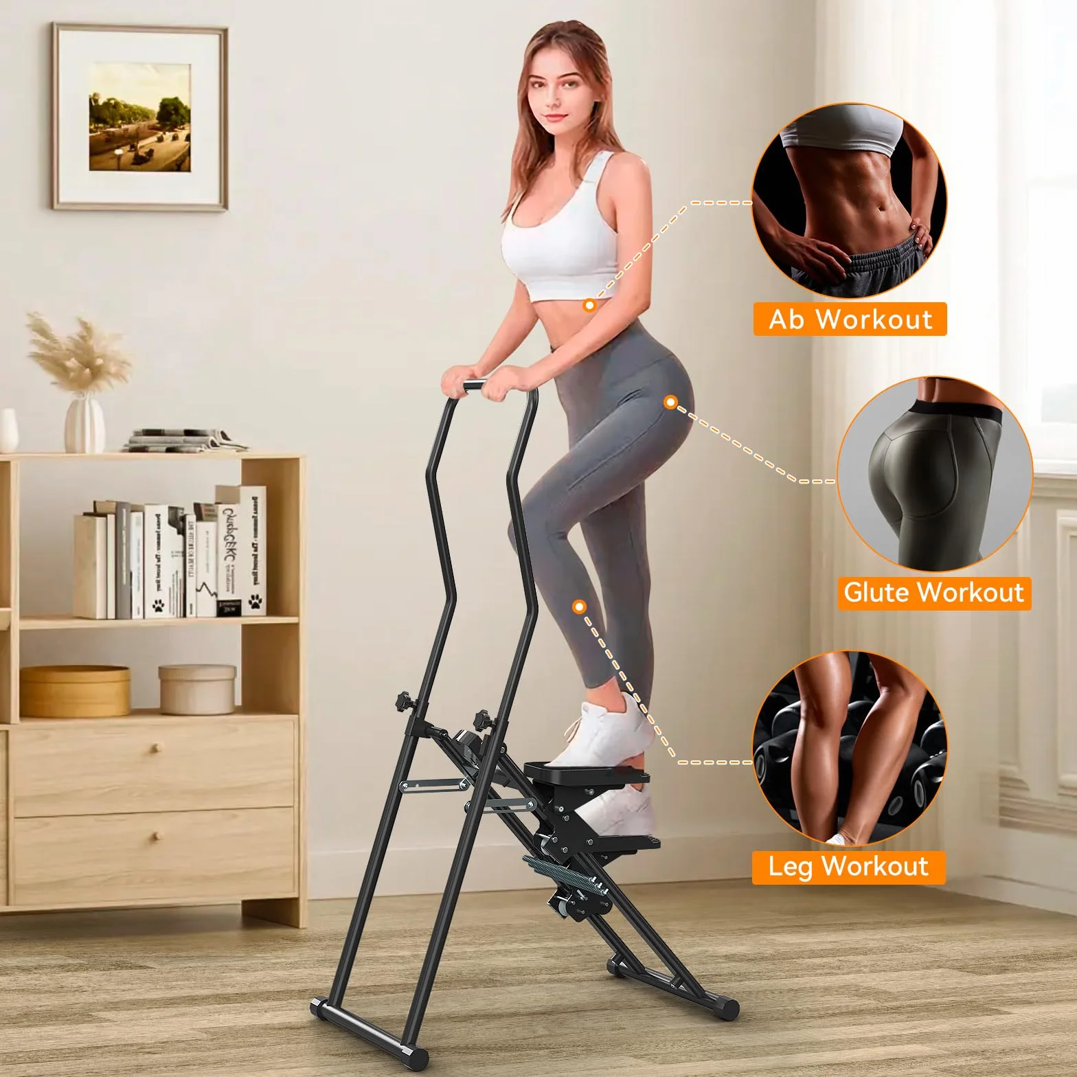Stepper schodowy do treningu domowego, składana maszyna do wspinania się po schodach z dużymi pedałami, pionowy wspinacz do ćwiczeń całego ciała, pojemność 110 kg, kompaktowa i regulowana, do domowego