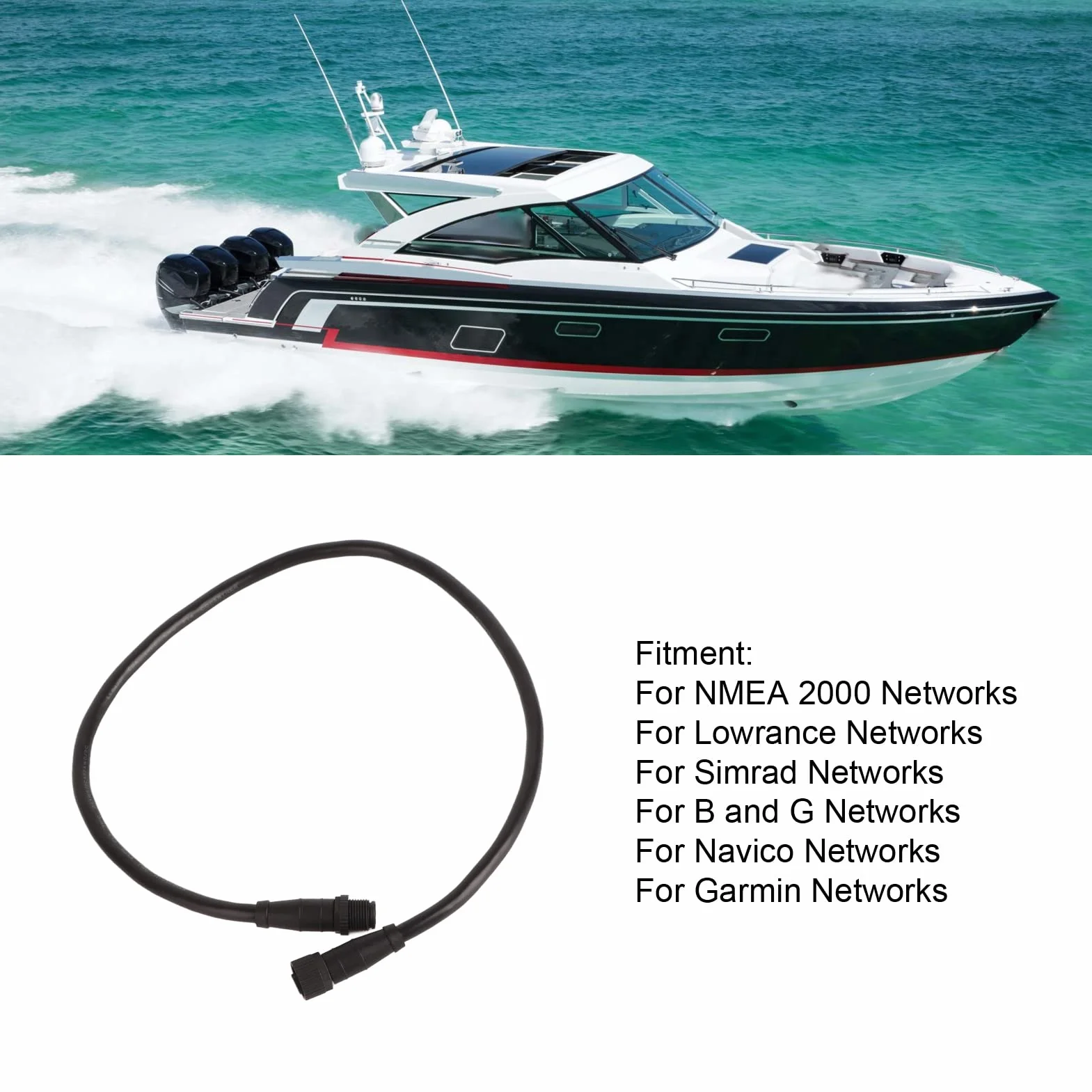 Ausla Kabel Szkieletowy NMEA2000 0,5 M 5-pinowy Morski Kabel Sieciowy ABS IP67 Wodoodporny do Systemów GPS na łodziach Plug and Play dla NMEA 2000 Lowrance Simrad Navico