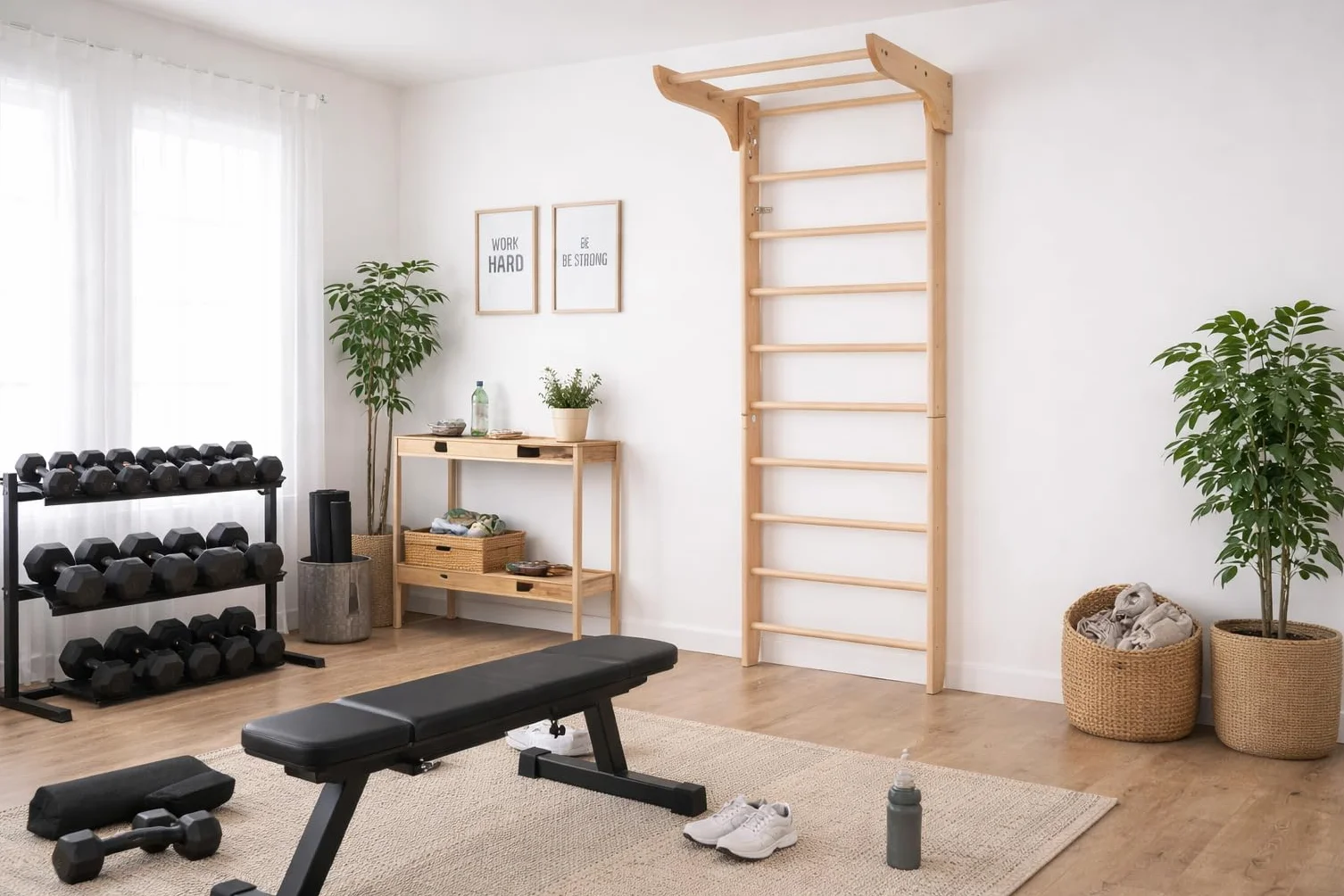 Ściana gimnastyczna drewniana "Kinder-1-220" – Drabinka Gimnastyczna dla Dzieci i Dorosłych, Wall Bar do Home Gym, Kids Room, Fitness, Ćwiczenia i Zabawa, Swedish Ladder, Wooden wall bar