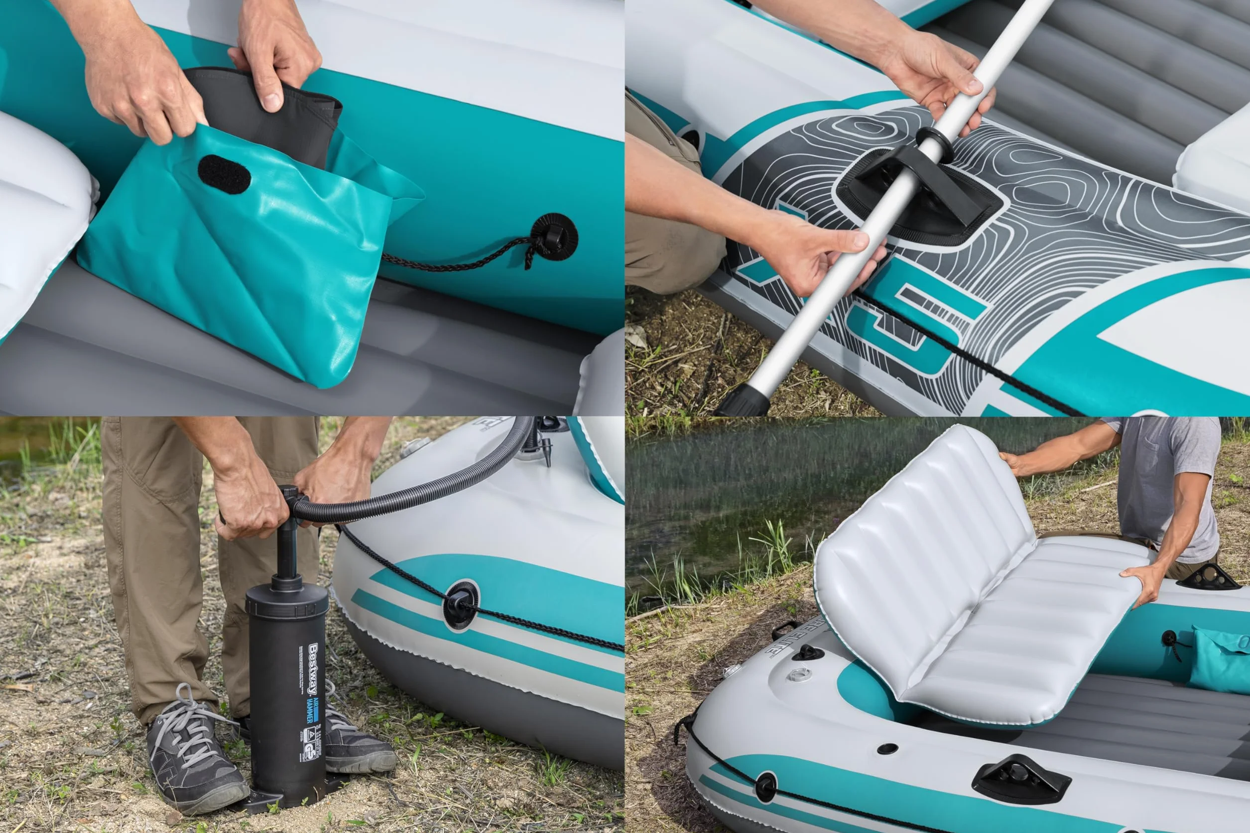 Bestway Hydro-Force Adventure Elite X5 nadmuchiwana tratwa 5-osobowa z pompką, wiosłami, siedzeniami
