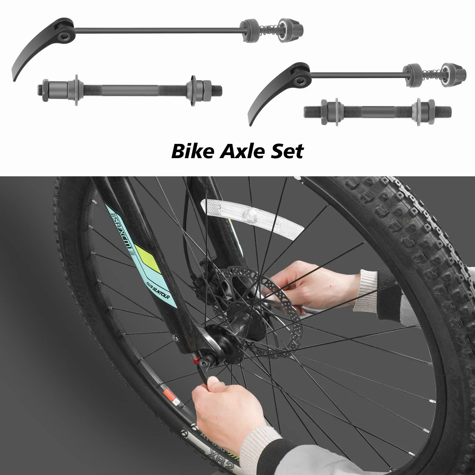 QKURT Zestaw szybkozamykaczy rowerowych, 1 para piasty rowerowe, oś pusta, zestaw szaszłyków do rowerów szosowych, górskich, MTB, BMX