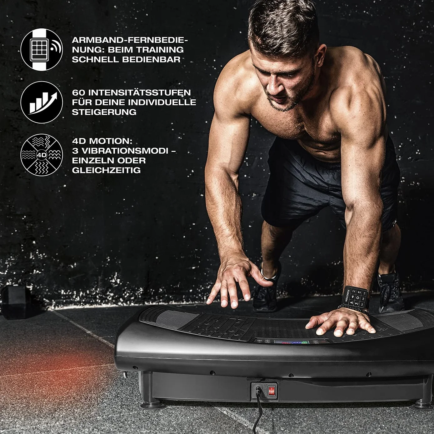 Fitengine Uniseks Fitengine 4D DS Produkte GmbH Płyta Wibracyjna, Czarny, Do 120 kg
