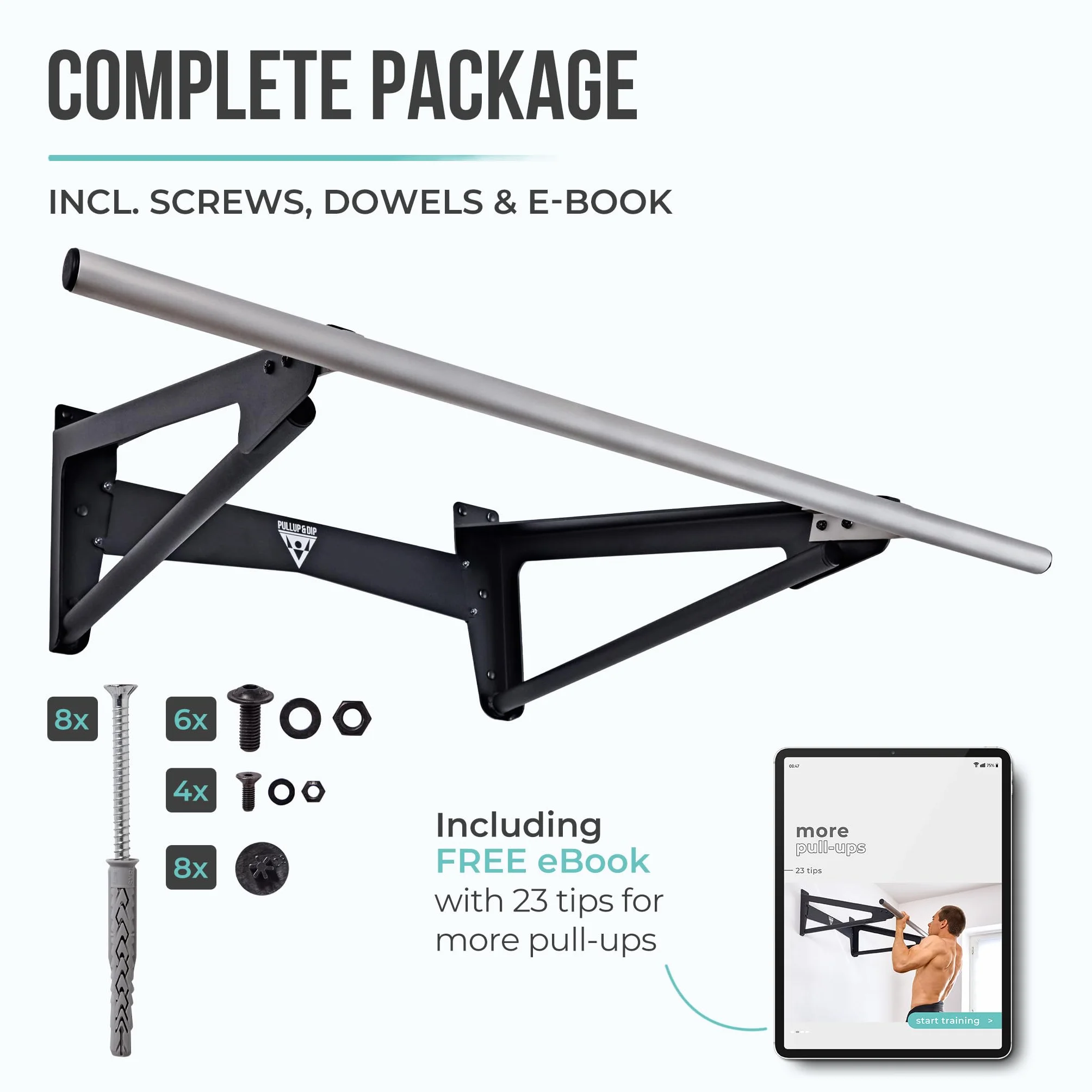 PULLUP & DIP - Muscle Up Bar Pull-Up Bar Wall for Outdoor Indoor | Calisthenics | Pull-Up Bar Stainless Steel Weatherproof for Front Lever Back Lever & Home Gym