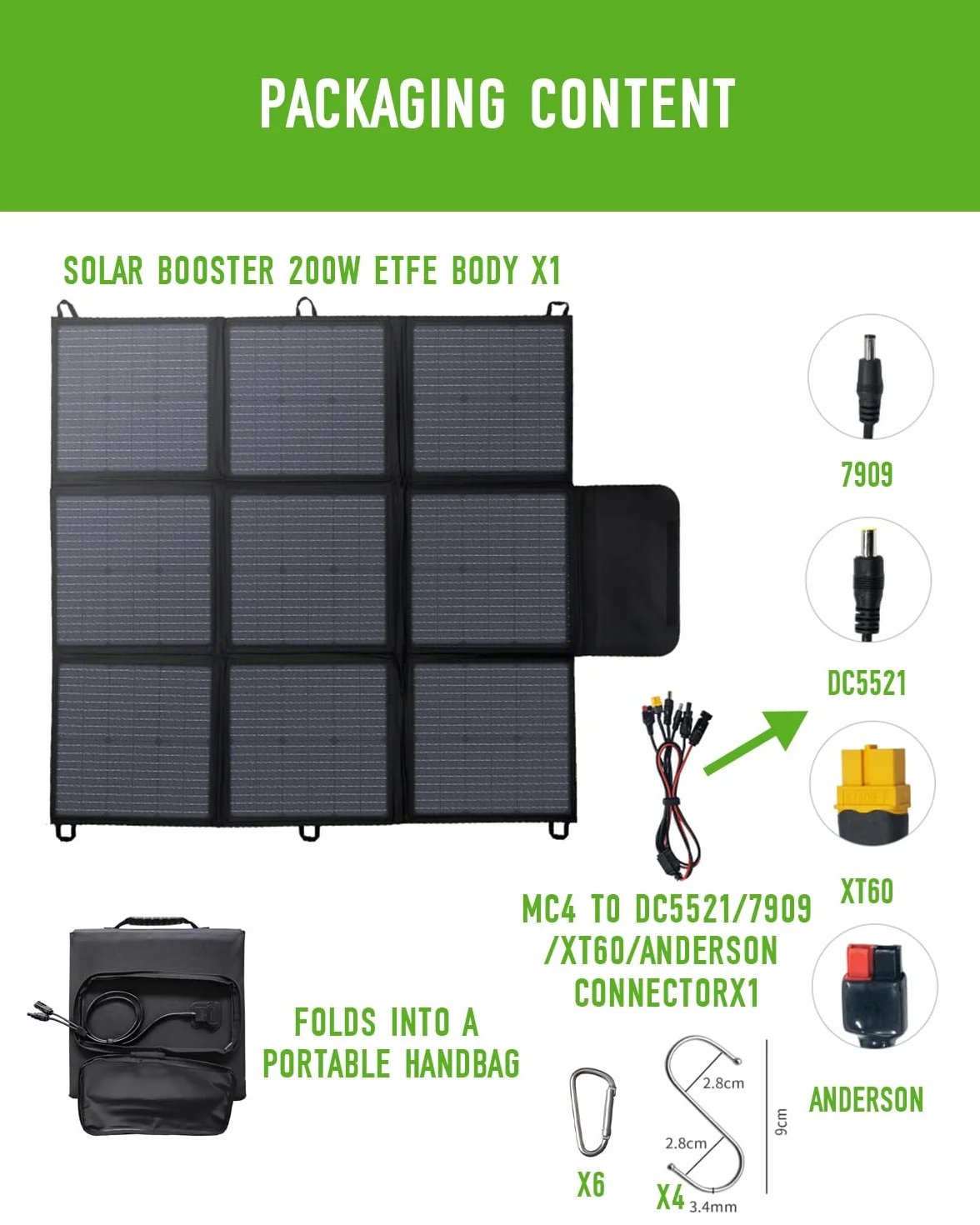 Składany panel słoneczny 200 W IP67 przenośna ładowarka solarna 22%