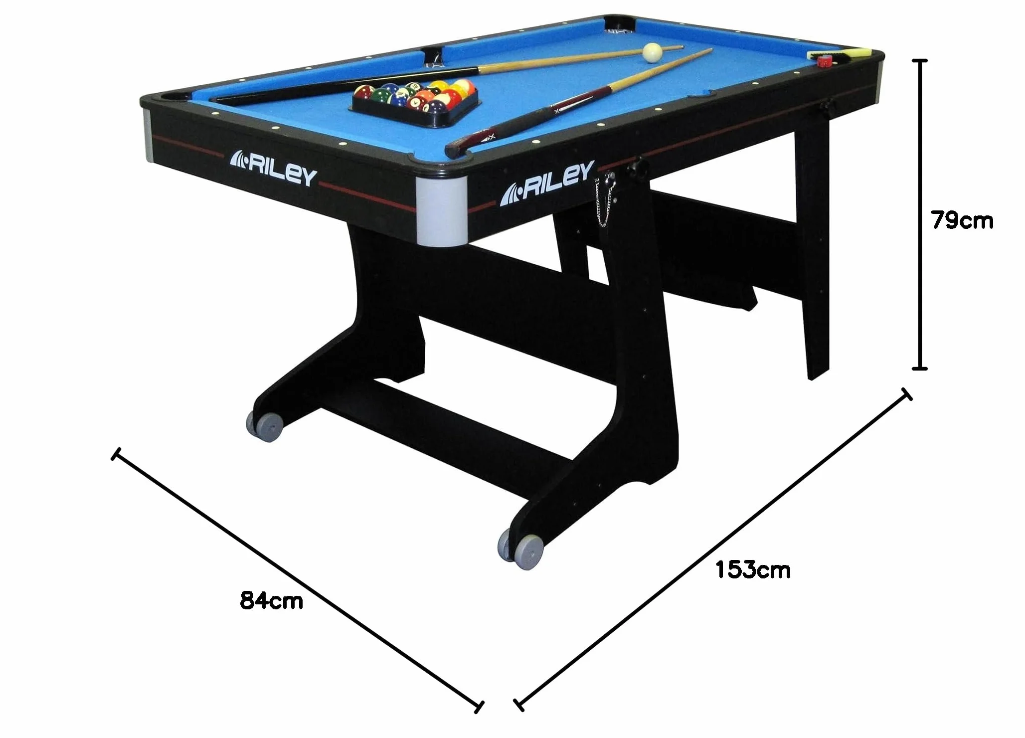 Bilard 5FT Riley składany pionowo + taca do ping ponga + 2 ogony 108 cm