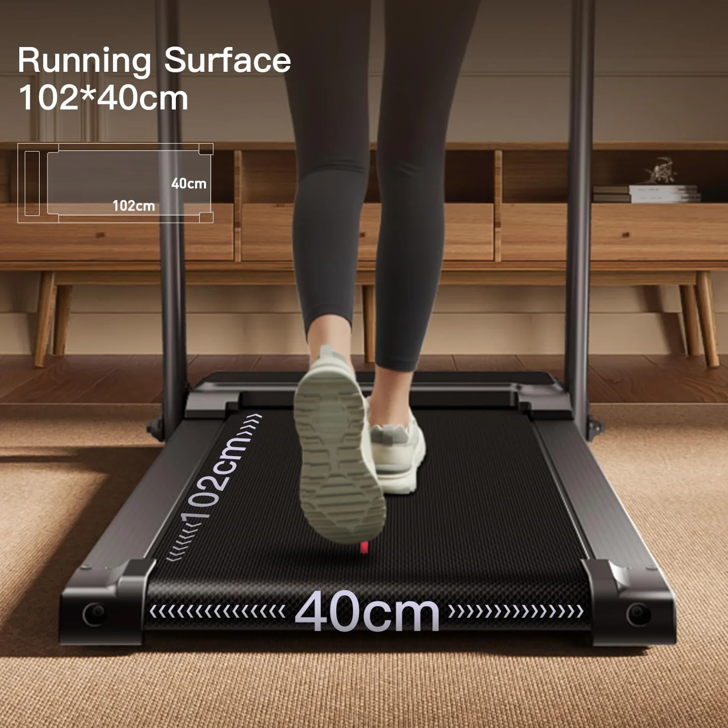 CURSOR FITNESS Bieżnia do domu, składana, 14 km/h, bieżnia z monitorem tętna, aplikacja i zmodernizowany, cichy silnik, Treadmill for Home z 12 programami treningowymi, maksymalne obciążenie 136 kg
