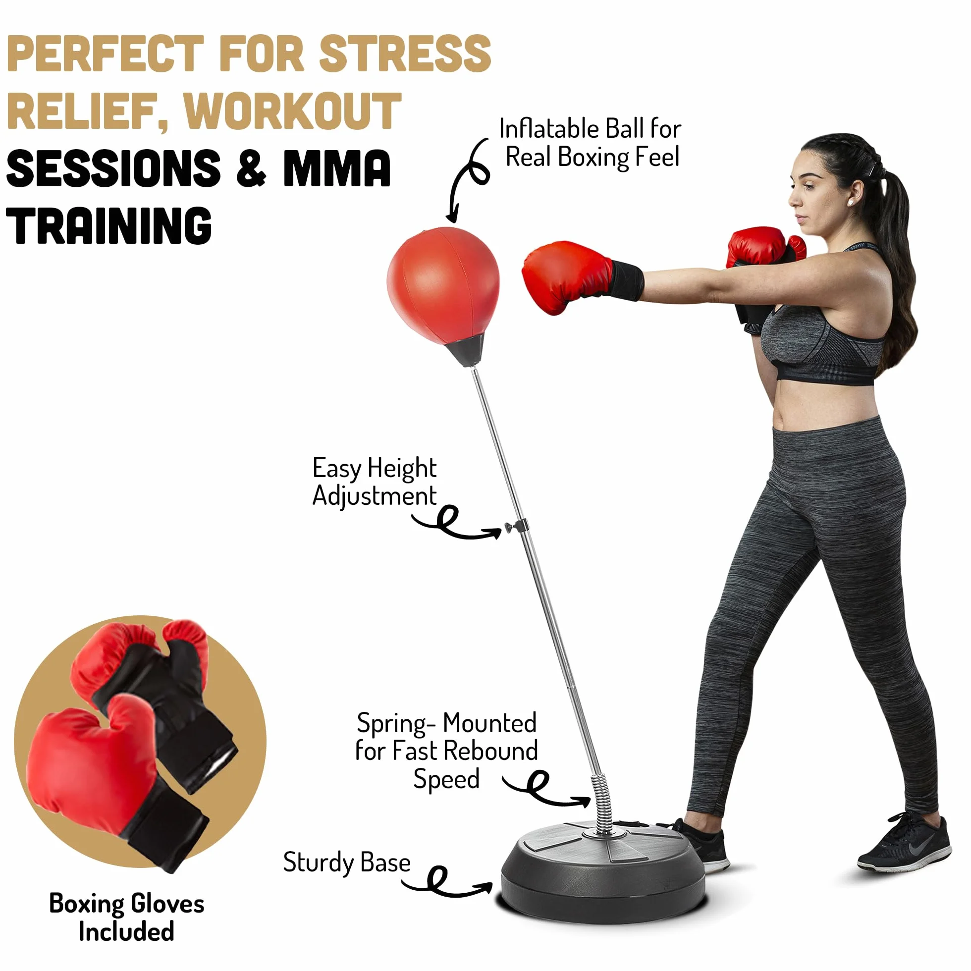 Worek bokserski ze stojakiem regulacja wysokości rękawice bokserskie torba Speedbag MMA