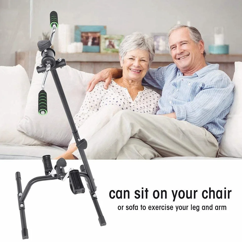 Mini rower treningowy, ćwiczenia ramion i nóg, trening rowerowy dla osób starszych z niepełnosprawnościami, czarny, stal nierdzewna, regulowane siedzisko i opór, tarcie