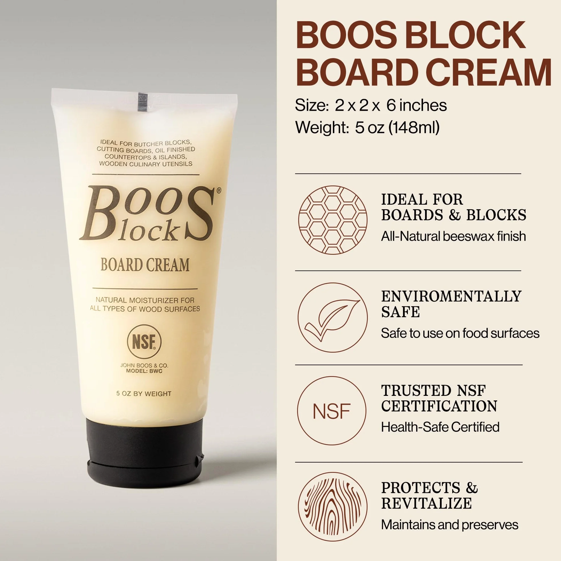 Boos Block s® MYSCRM Mystery Oil olejek pielęgnacyjny i krem do pielęgnacji Board Cream firmy John Boos, butelka 473 ml Mystery Oil (olej do drewna) i 148 ml krem do drewna z woskiem pszczelimm)