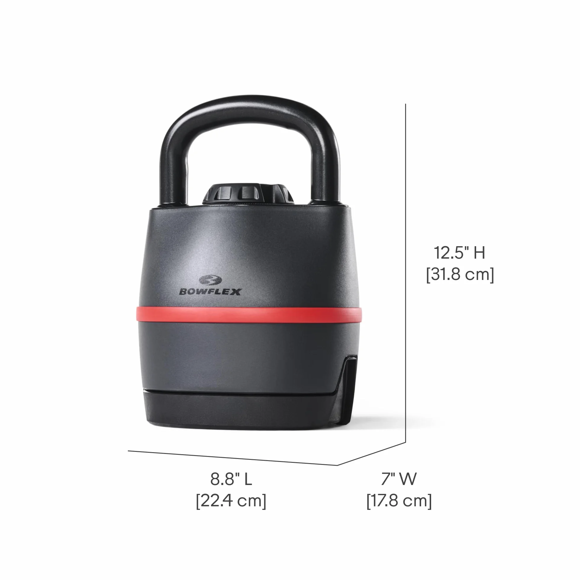 Bowflex Uniseks Selecttech 100790 Regulowane Hantle Kettlebell, Czarny/Czerwony, 3,5 – 18 kg