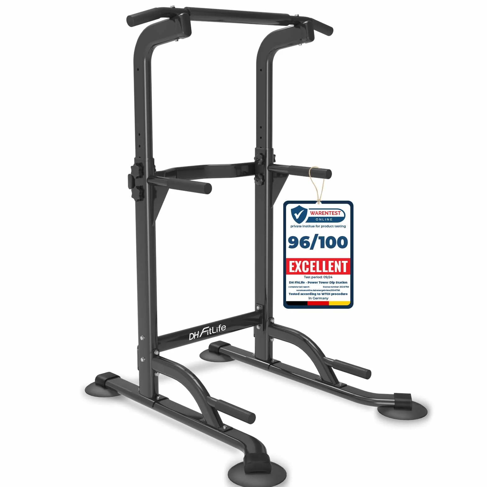 DH FitLife Power Tower Dip Station | Wolnostojący Drążek do Podciągania | Dipy i Trening Pleców | Stacja do Dipów | Stacja Treningowa do Domowej Siłowni | Trening Siłowy w Domu