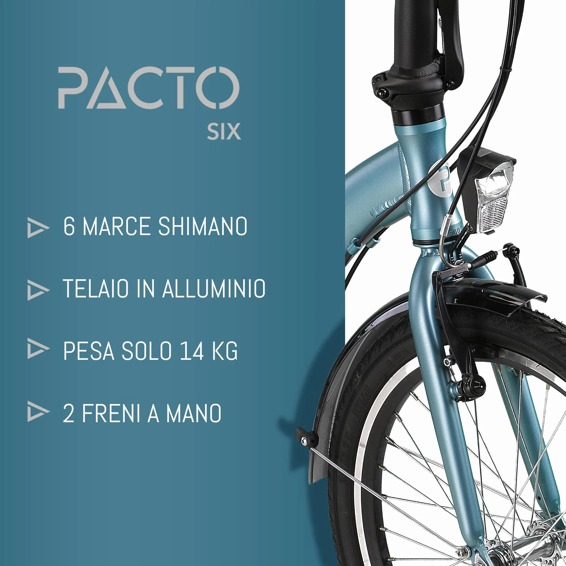 PACTO Six - Hollandrad Wysokiej Jakości Składany Rower 27cm Aluminiowa Rama, 20 Cali Aluminiowe Koła, 6 Biegów, Składany Rower Dla Dorosłych Niebieski