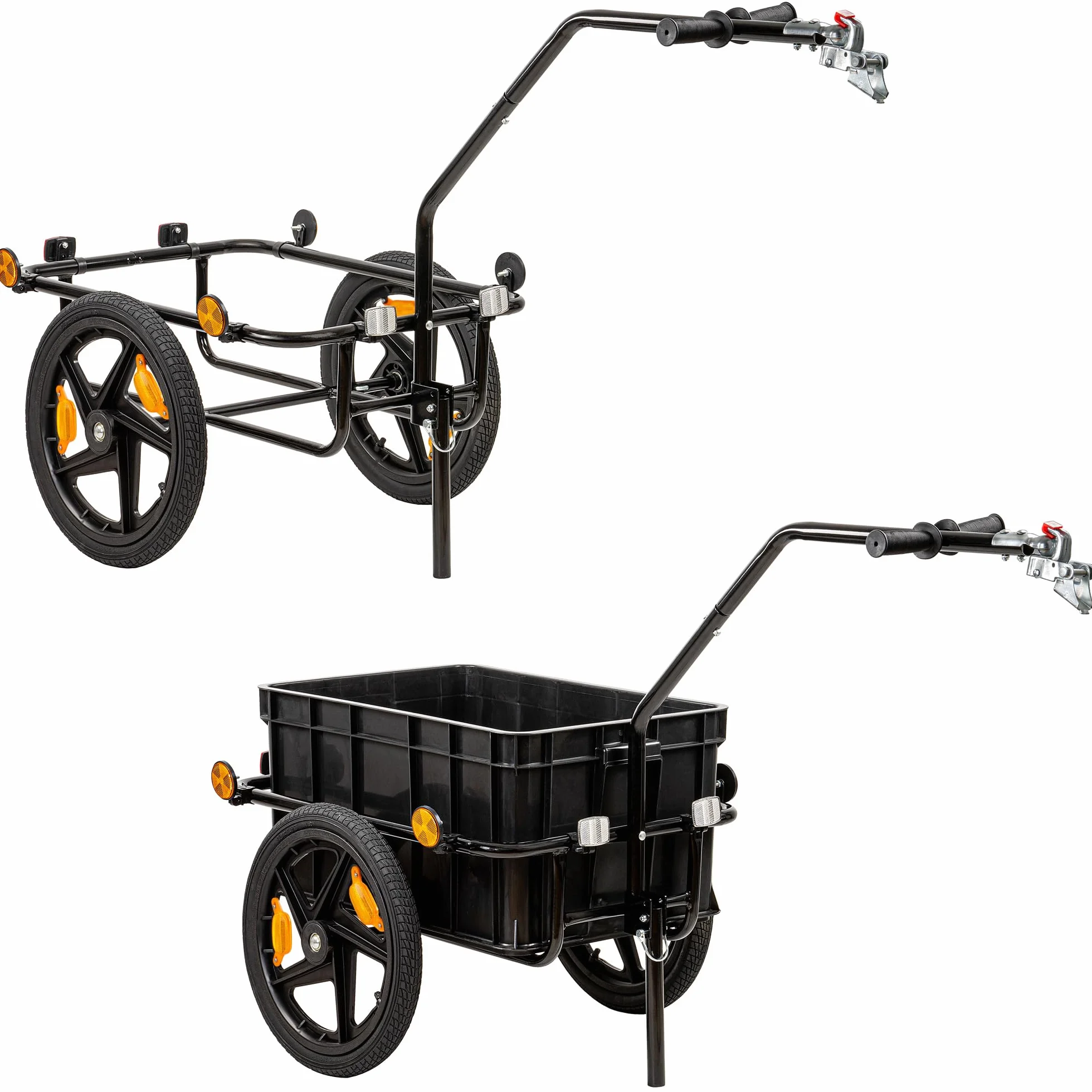 Zelsius Przyczepa rowerowa do transportu | 68 l | wózek rowerowy, przyczepka do roweru, przyczepa ładunkowa z plastikową tacą, torba transportowa