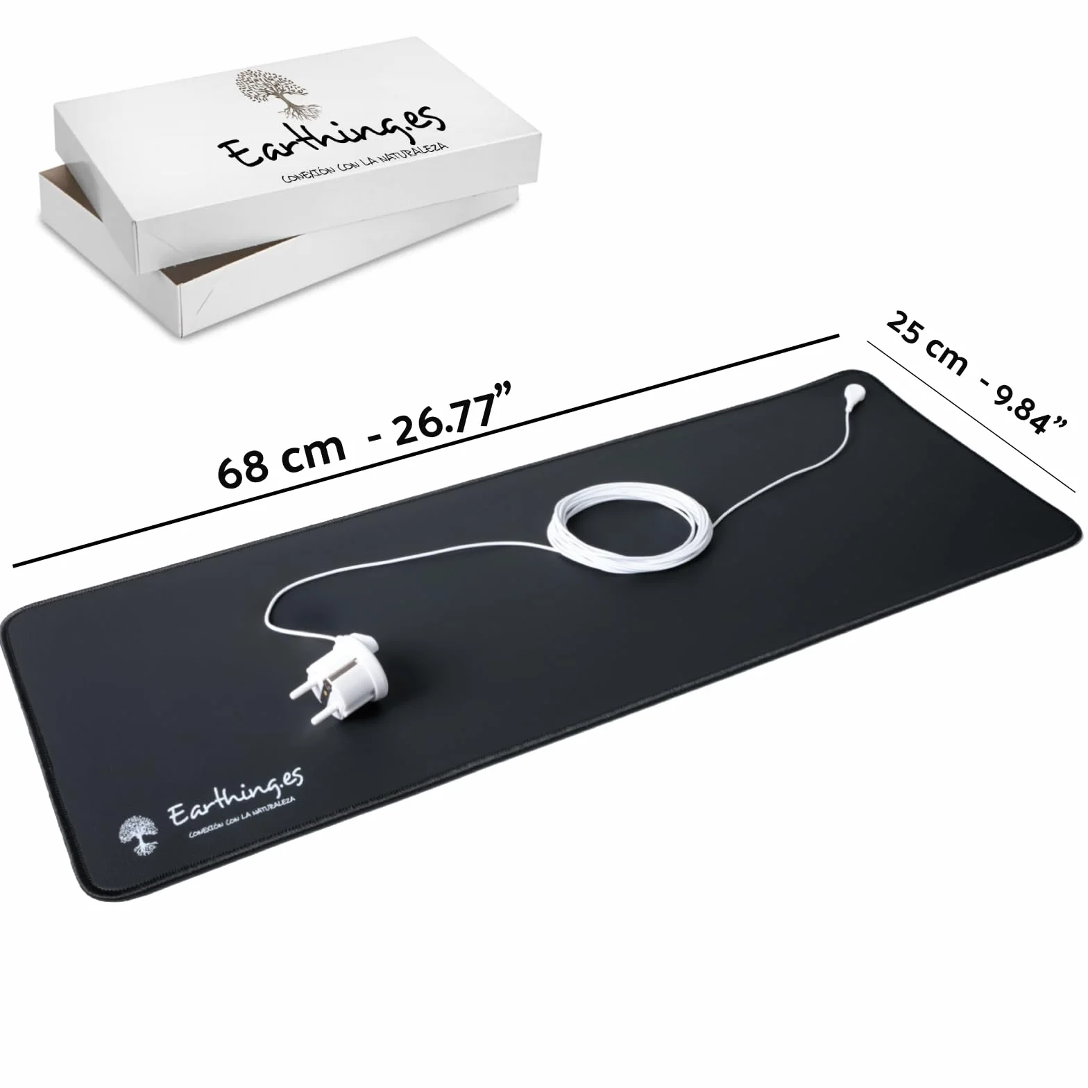Mata podłogowa Ziemi 68 x 25 cm – uziemienie za pomocą kabla i adaptera – redukcja stresu, obrzęk i poprawa snu - zastosowanie na łóżku, sofie lub biurze
