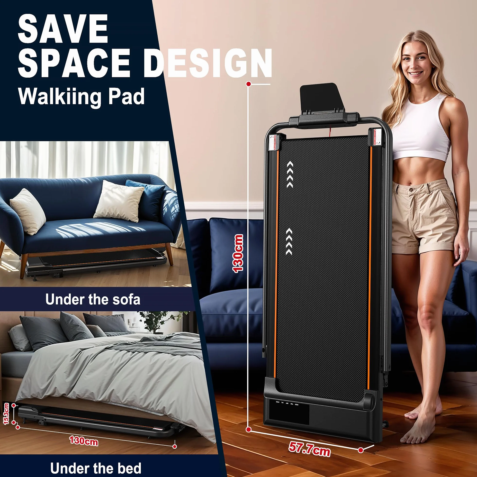 Bieżnia elektryczna Walking Pad TW2 2,5 KM 12 km/h nachylenie 7% LED