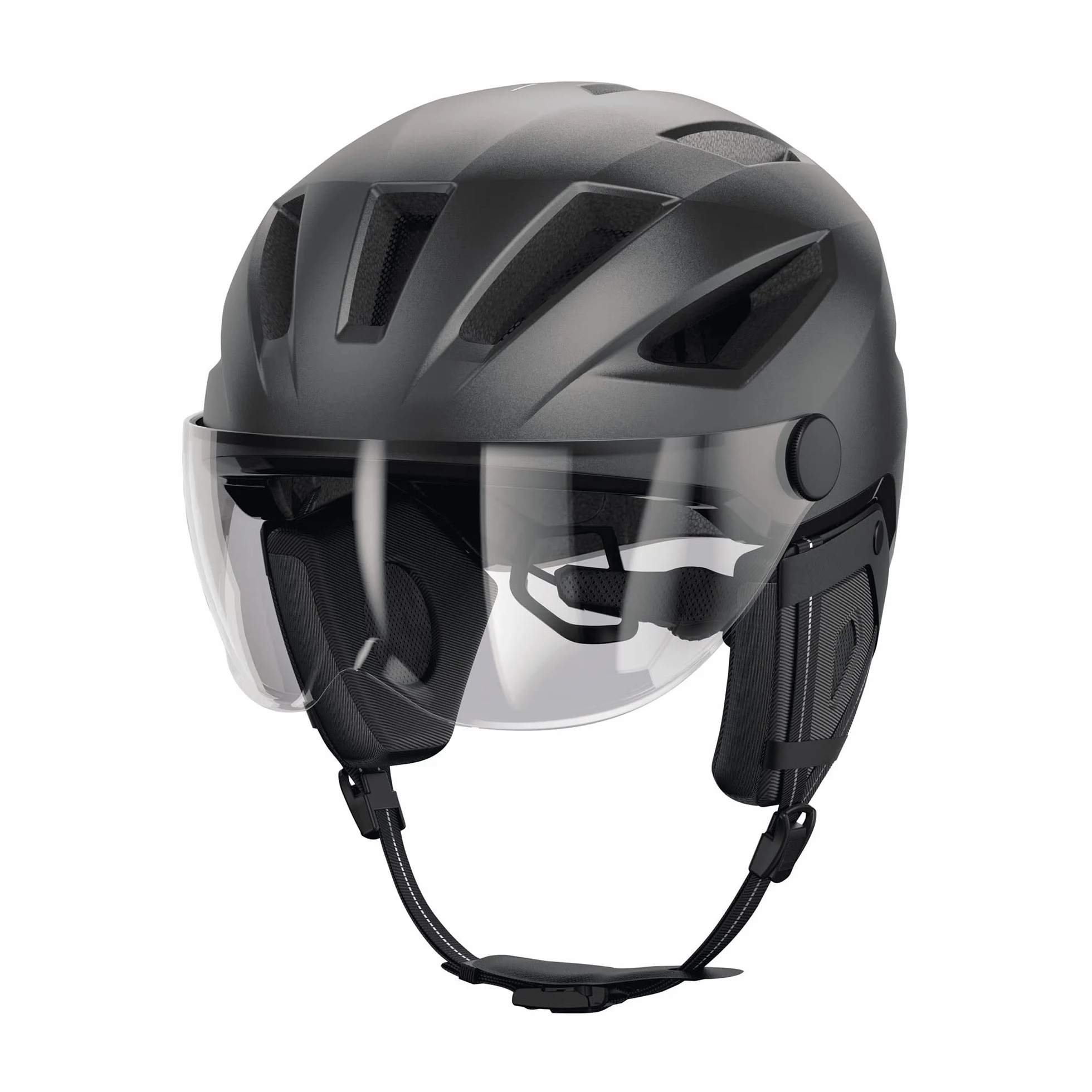 ABUS Pedelec 2.0 ACE Kask Miejski Rowerowy z Tylnym Światłem, Daszkiem, Osłoną Przeciwdeszczową, Ochroną Uszu
