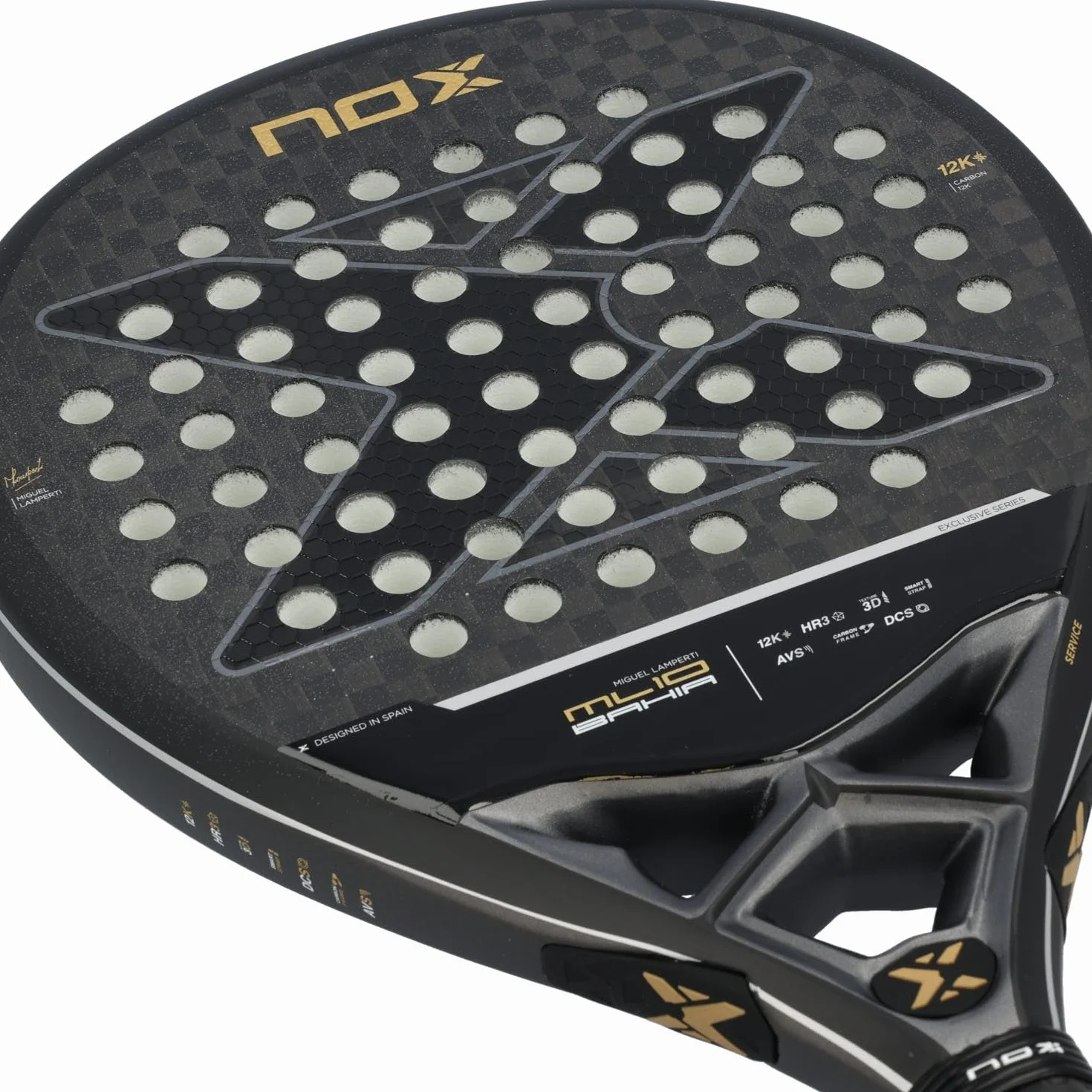 NOX Miguel Lamperti ML10 Bahia Luxury Series 12-karatowa rakieta łezkowa do średniozaawansowanych i zawodowych 12K Carbon EVA Core HR3 szorstka powierzchnia