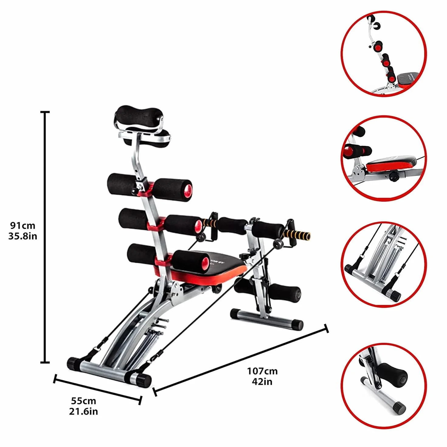 TechFit Wielofunkcyjna ławka treningowa 6 w 1 do ćwiczeń mięśni brzucha, talii, pleców, ramion i nóg