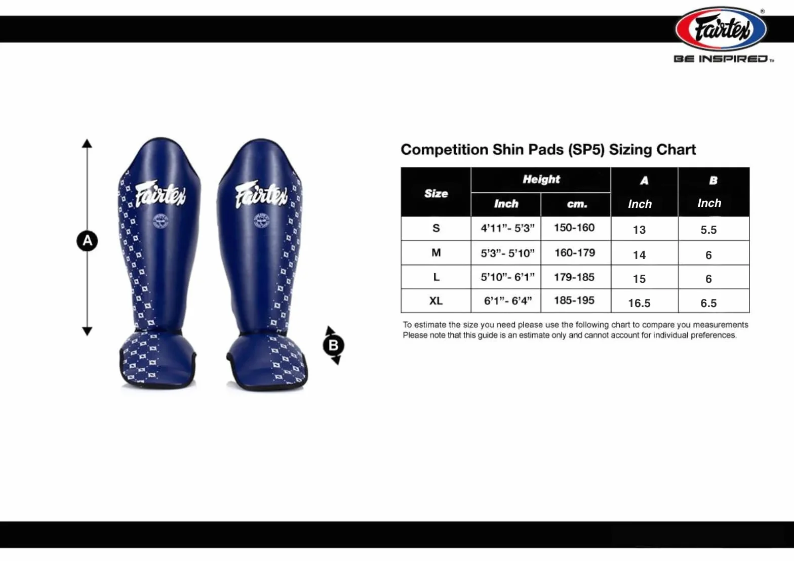 Fairtex Competition Muay Thai Ochraniacze goleni, SP5 - czarne, niebieskie